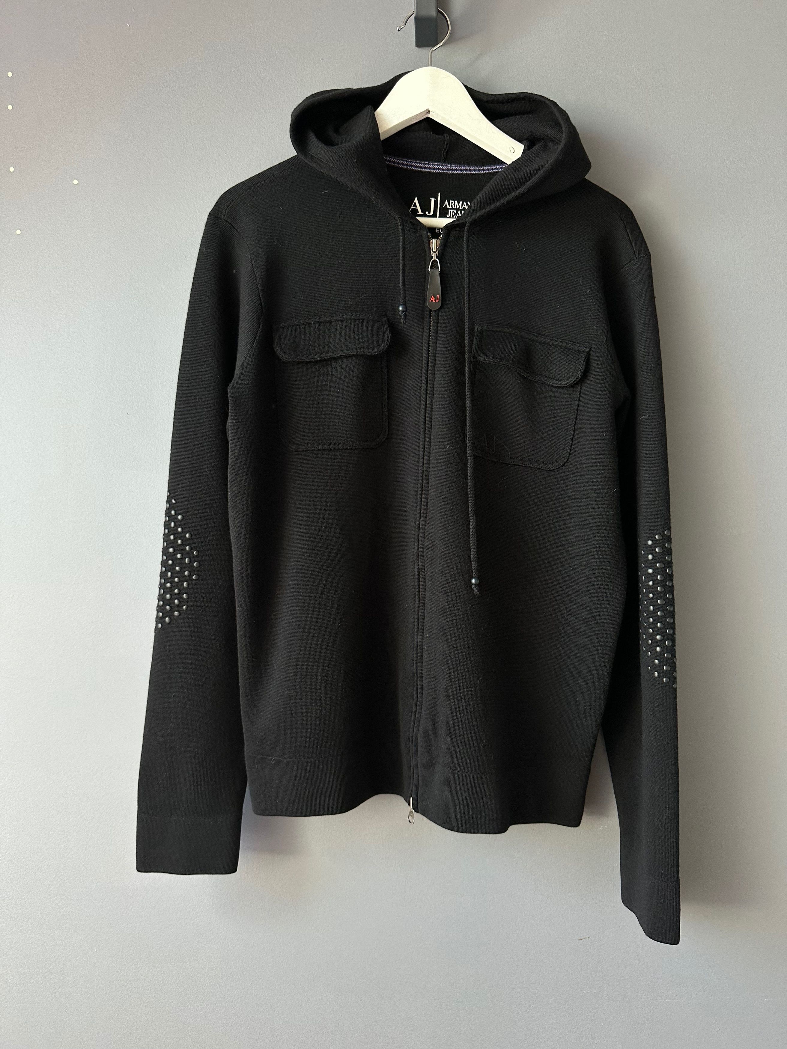 Armani Armani Jeans Wool Blend Hoodie Size M-L Sweater Size US L / EU 52-54 / 3 - 2 Thumbnail