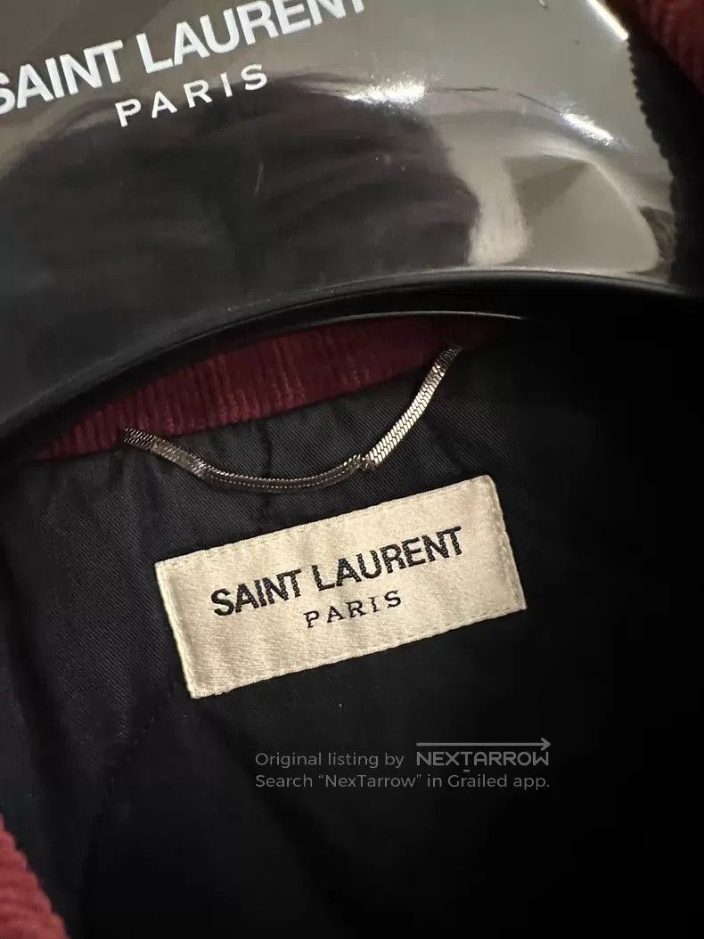 Saint Laurent Paris Saint Laurent Paris Wine red burgundy baseball jacket Size US M / EU 48-50 / 2 - 2 Thumbnail