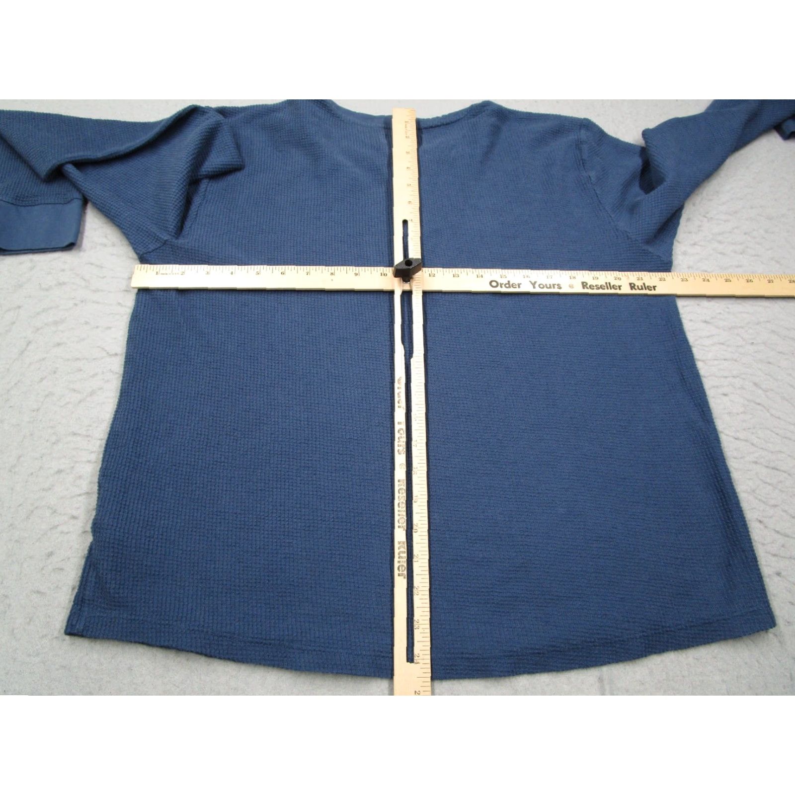 Tecovas Tecovas Mens Shirt Large Blue Pima Cotton Waffle Long Sleeve Henley Workwear Size US L / EU 52-54 / 3 - 6 Thumbnail