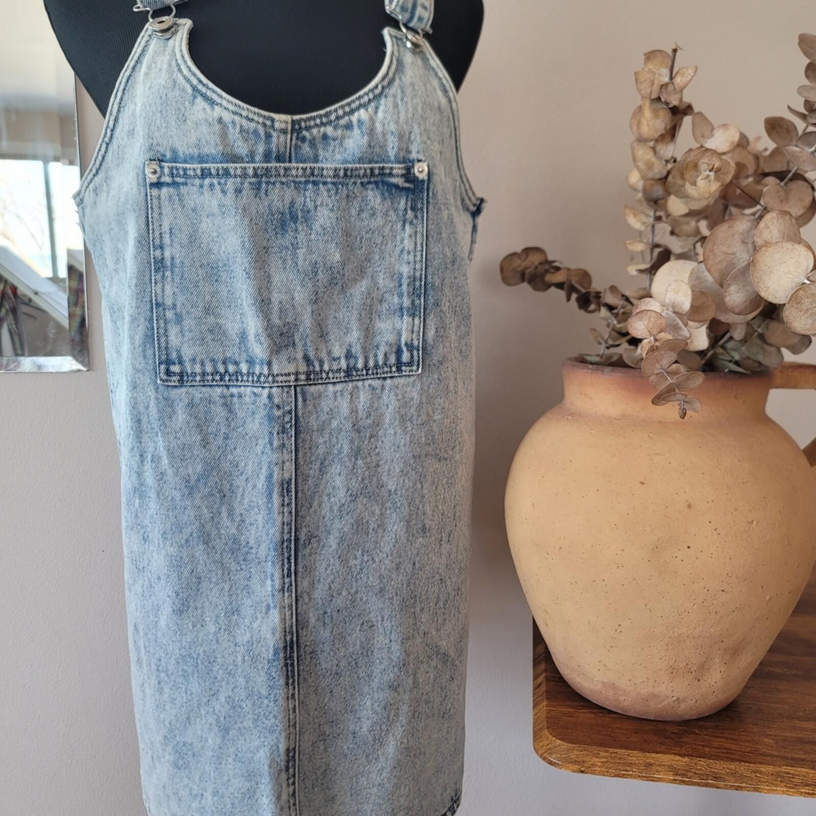 Other Acid Wash Denim Pinafore Overall Dress Sz M Grunge Minimal Size M / US 6-8 / IT 42-44 - 1 Thumbnail