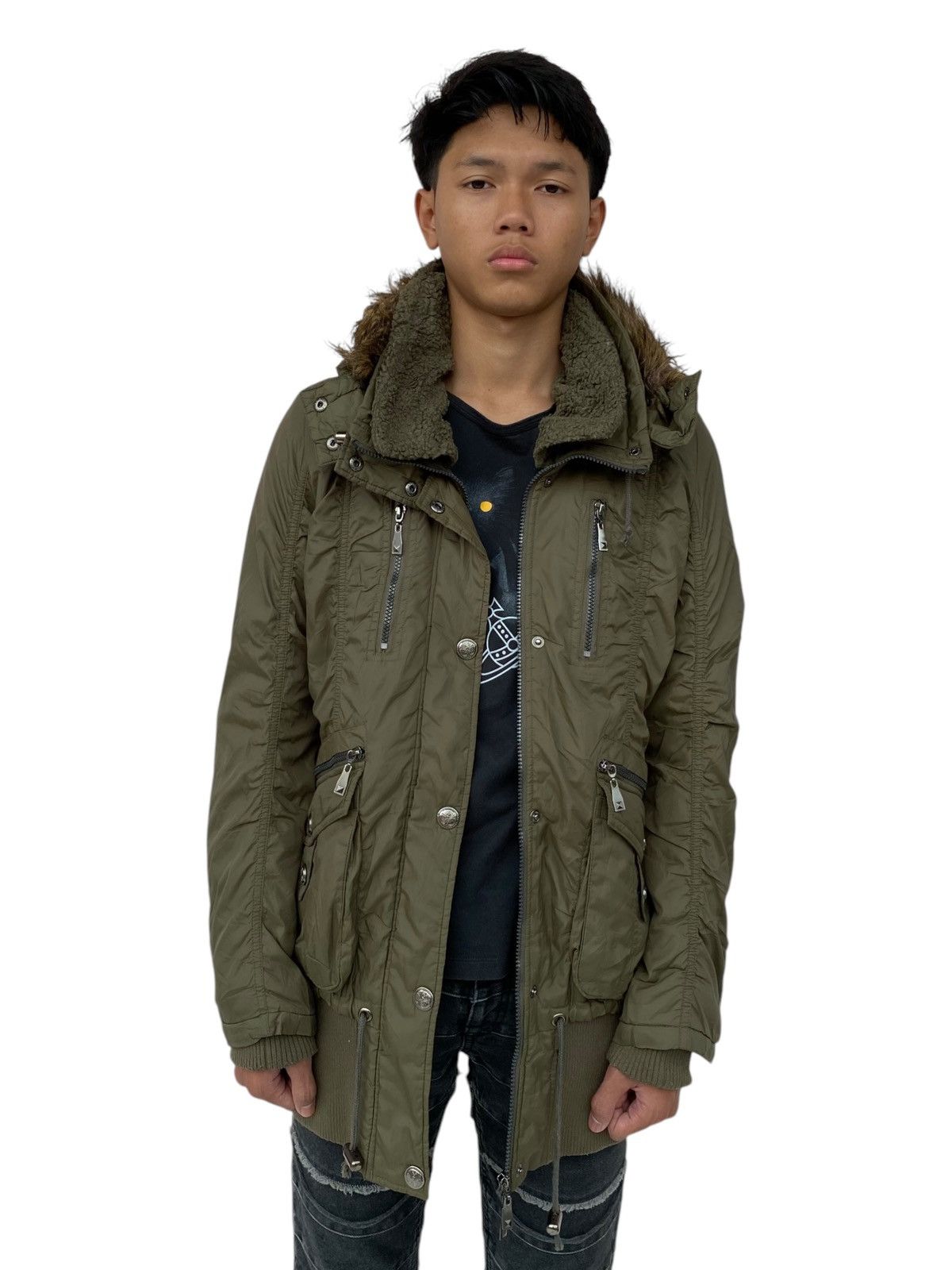 If Six Was Nine × Japanese Brand × Le Grande Bleu (L.G.B.) 2000s Dolly Angela - Fur Hoodie Cargo Jacket Size L / US 10 / IT 46 - 4 Thumbnail