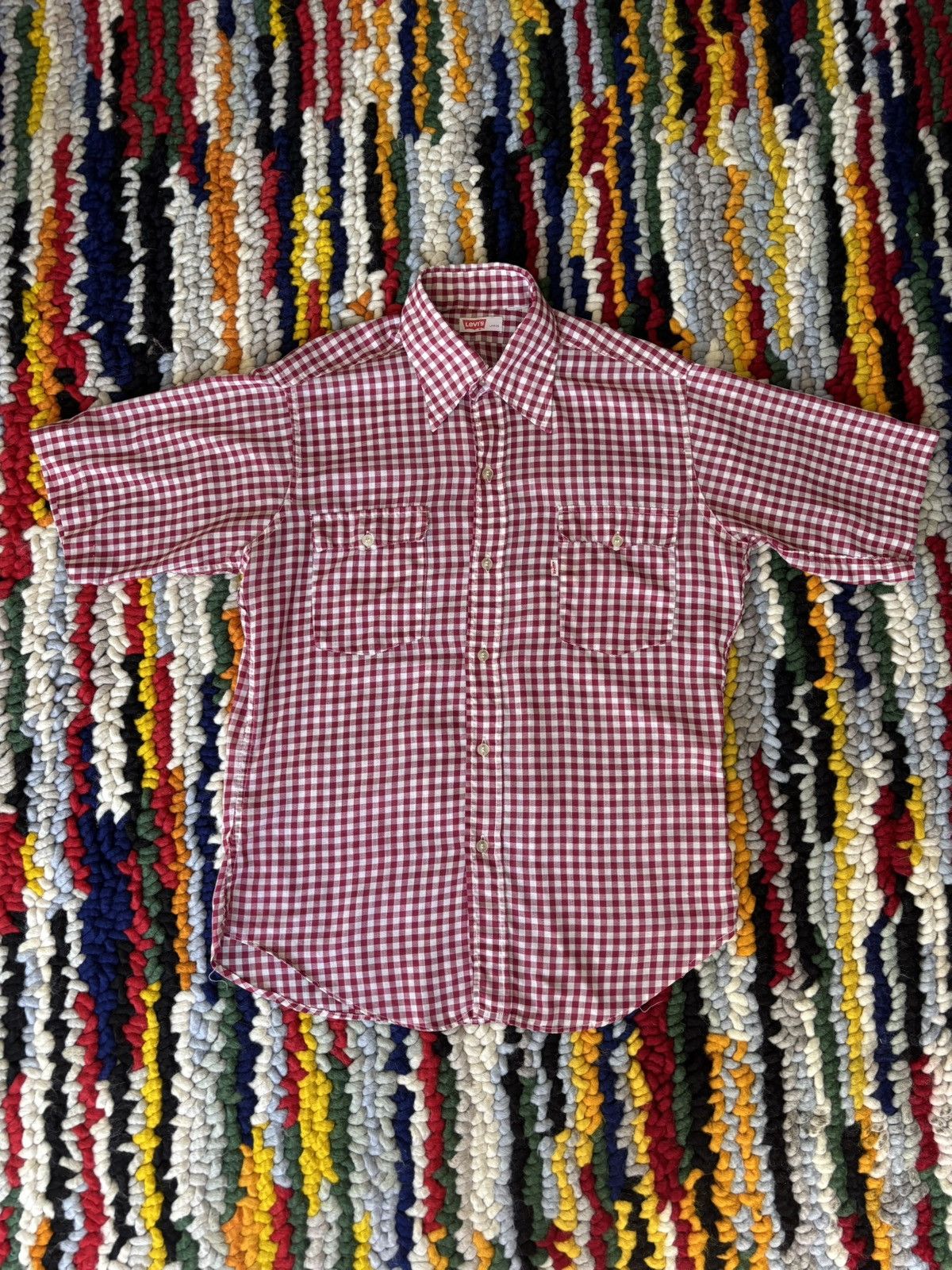 Levi's Vintage Clothing Levis Big E Red Checkered Button Up 1960s Size US L / EU 52-54 / 3 - 1 Thumbnail
