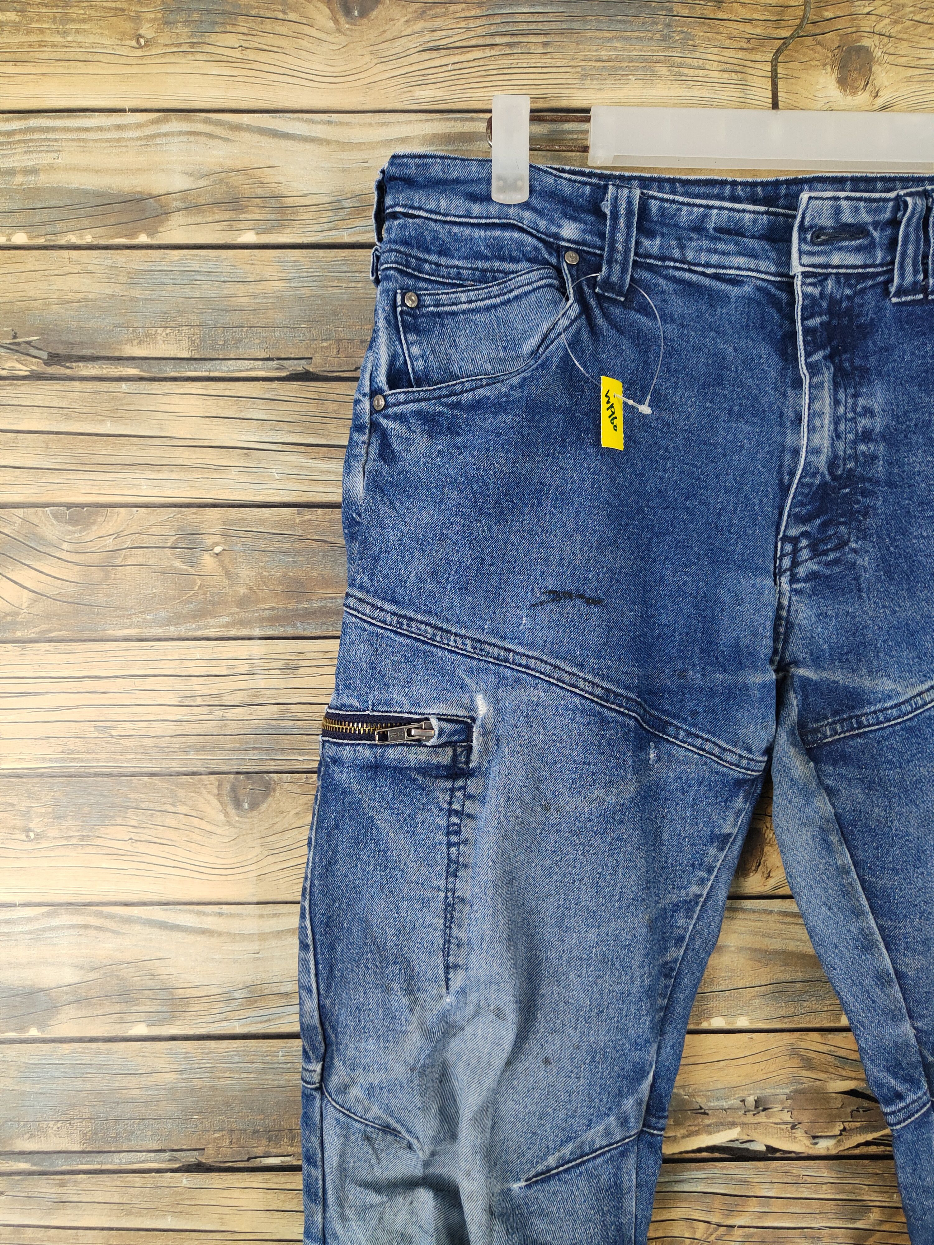 Japanese Brand FieldCore Dark Blue Distressed Ripped denim Jeans #W1960 Size US 32 / EU 48 - 3 Thumbnail