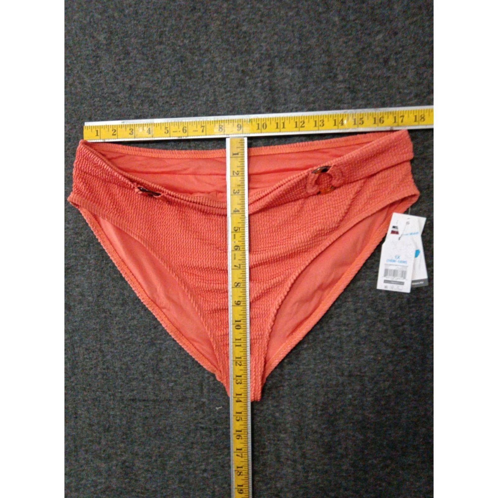Vintage Time Tru Swim Bottom Womens 1X 16W-18W Orange High Waist Bikini Textured Ribbed Bottom Size 40" / US 18 - 4 Thumbnail