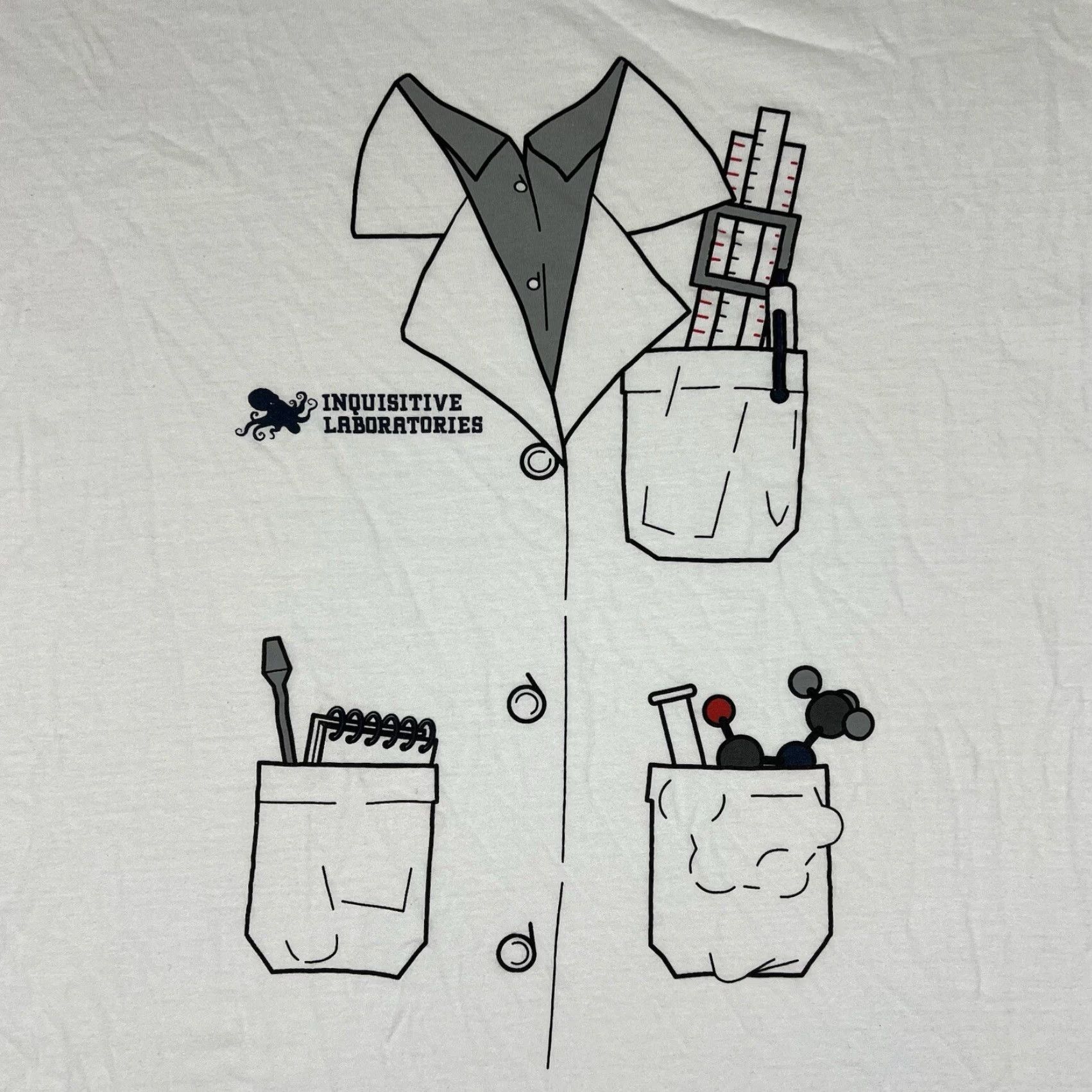 Vintage VSauce Mens T-Shirt 3XL White Cotton Graphic Print Coat Scientist Logo Crew Neck Short Sleeve Shirt Regular Fit Size US XXL / EU 58 / 5 - 6 Thumbnail