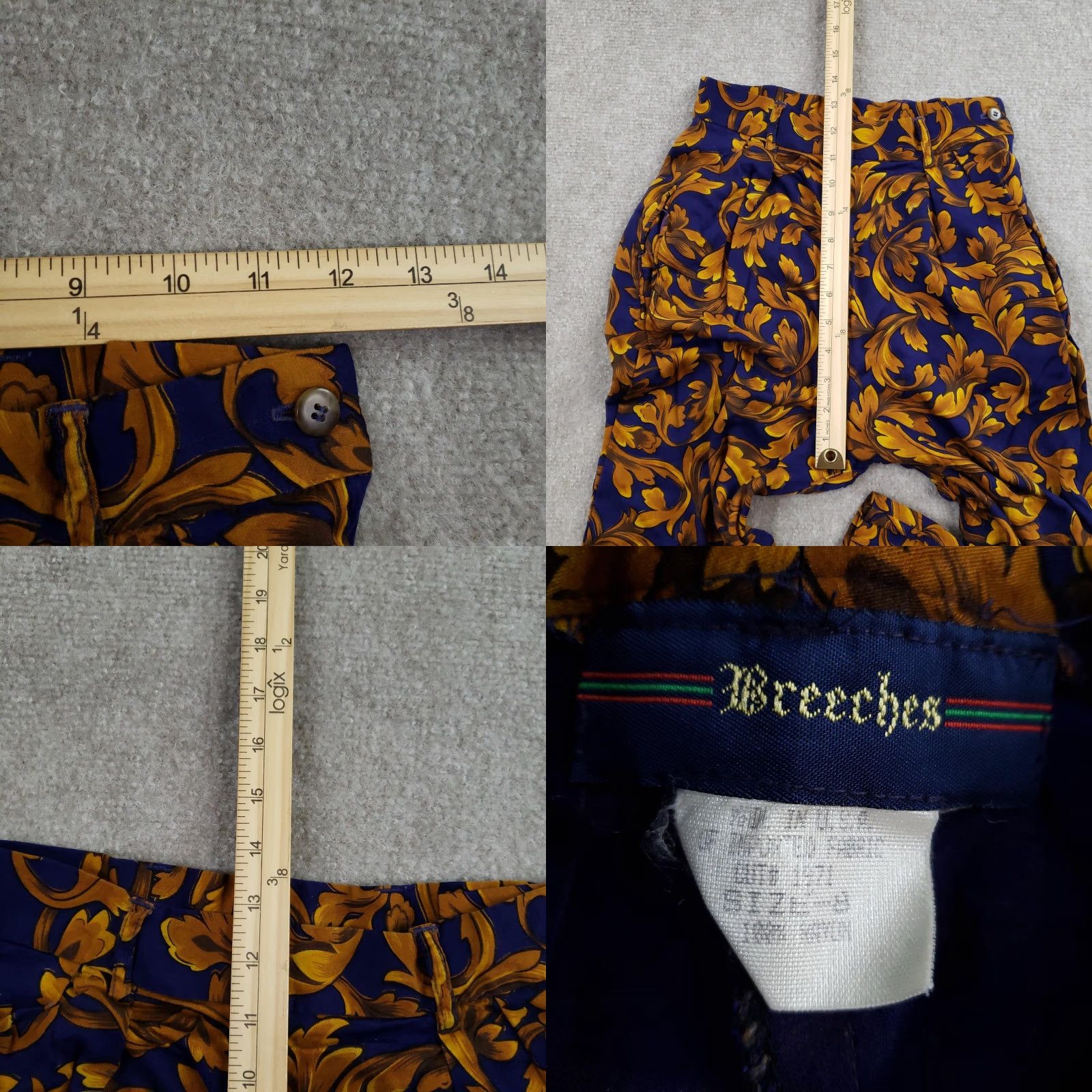 Vintage Vintage Breeches Pants Womens 8 Blue Gold Baroque Print High Rise 90s Rayon Pants Womens Blue Gold Baroque Print High Rise 90s Rayon Size 30" / US 8 / IT 44 - 8 Thumbnail