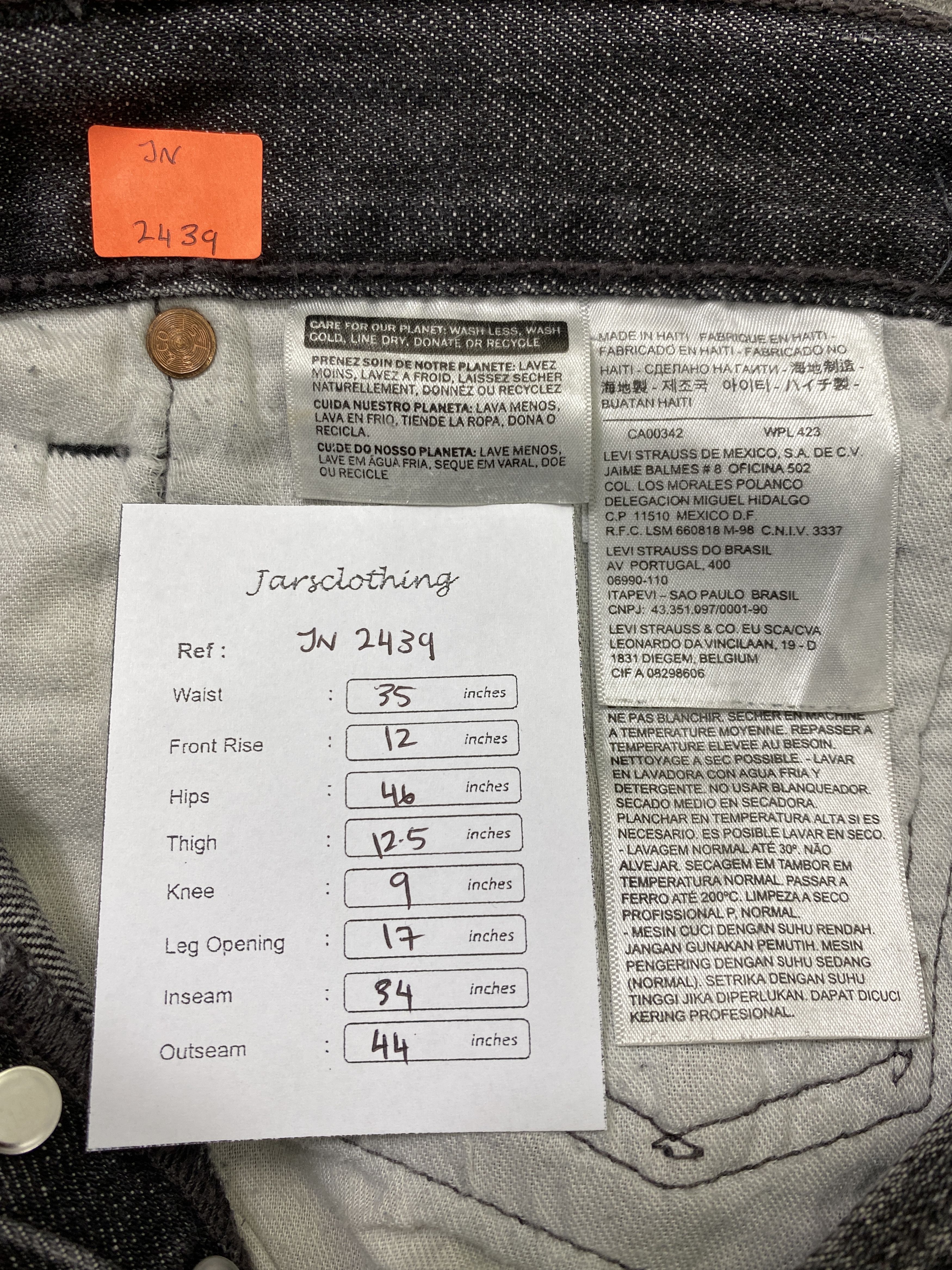 Levi's Distressed Black Vintage Levi's 501 35x34 Denim -JN2439 Size US 35 - 8 Thumbnail