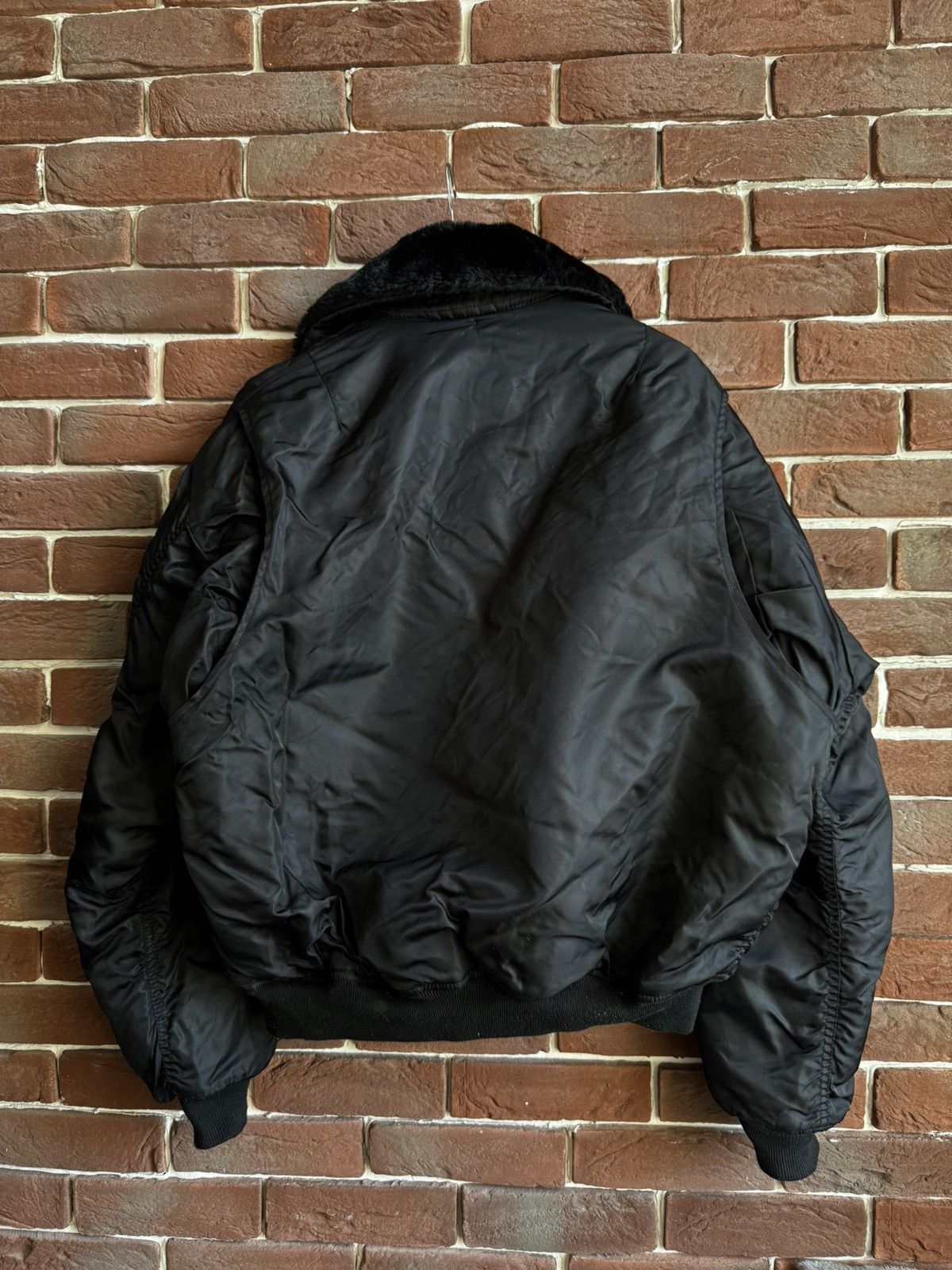 Vintage 90s Delta Ma1 Flyer Fur Neck Vintage Bomber Jacket Oversize Size US XL / EU 56 / 4 - 2 Thumbnail