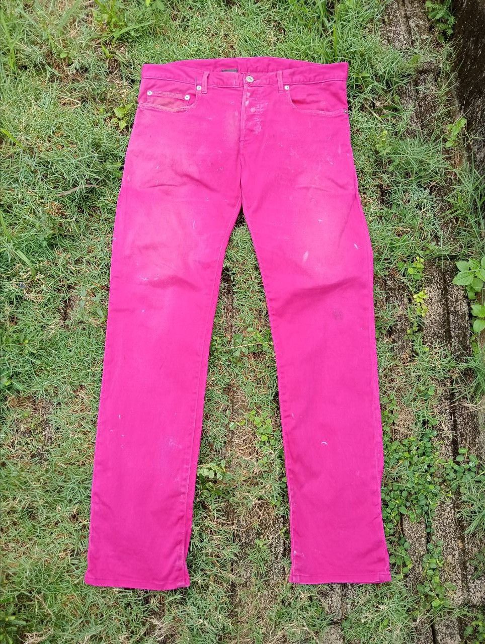 image of dior Homme Combine Cotton Polyurethane Stretch Pants in Pink, Men's (Size 32)