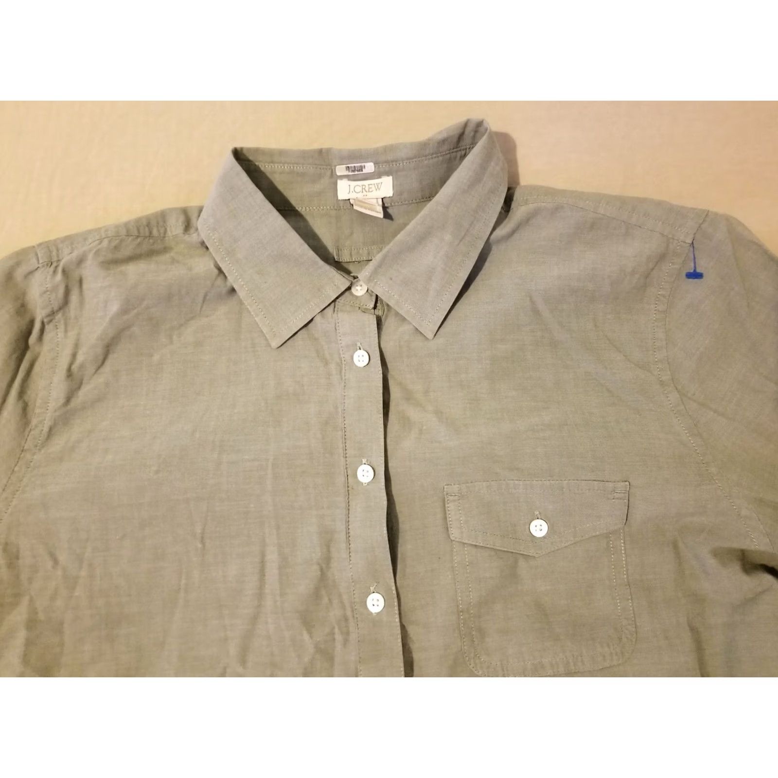 J.Crew Womens J. Crew Shirt M Medium Green Cotton Long Sleeve Blouse Size M / US 6-8 / IT 42-44 - 2 Thumbnail