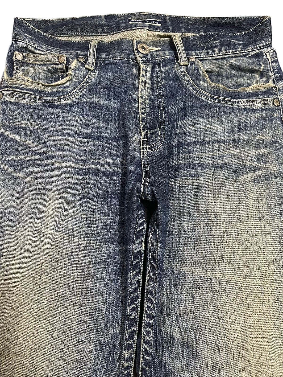 Denime Vintage Japanese Brand Blue Bleached Style Distress Jeans Size US 32 / EU 48 - 3 Thumbnail