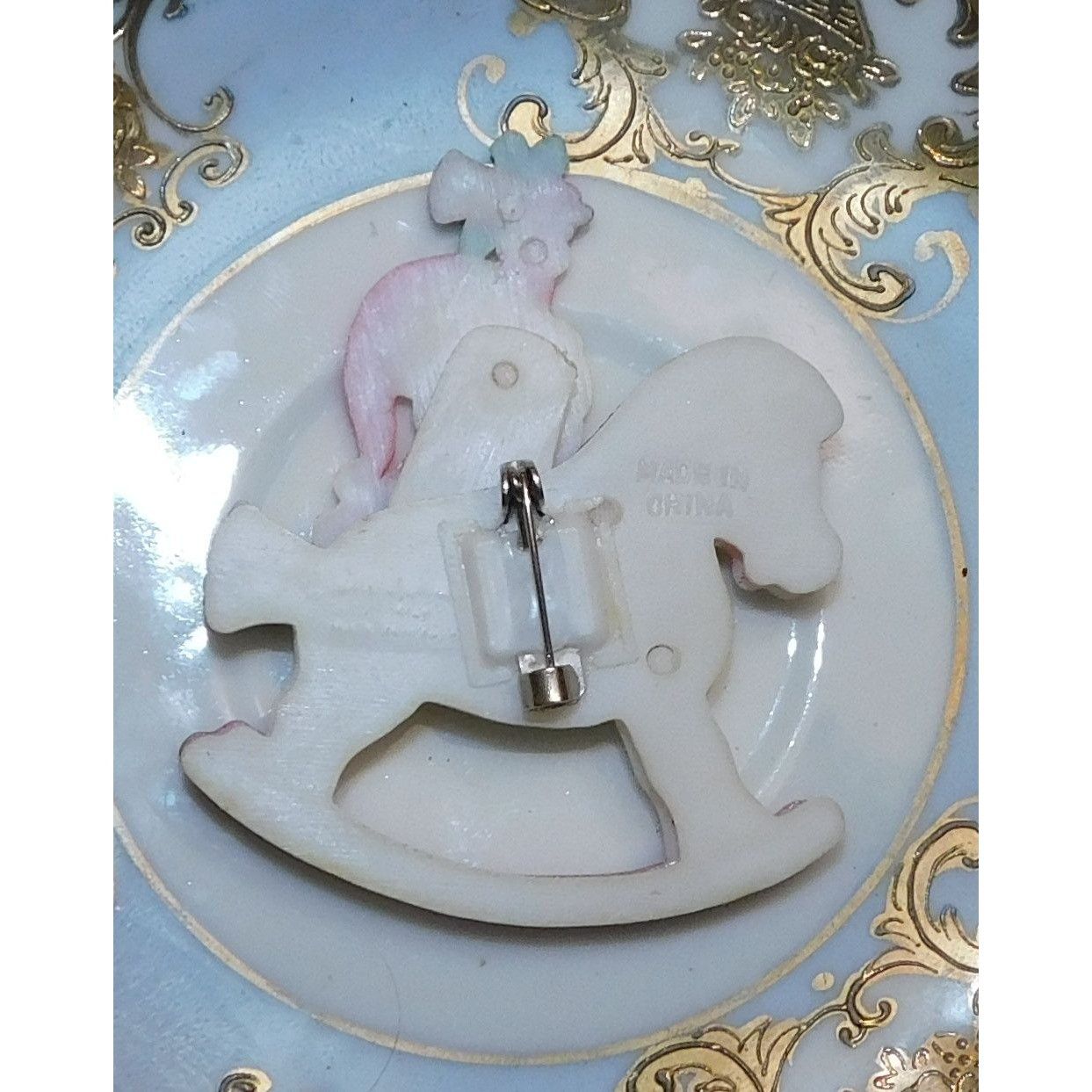 Other Vintage 70s Moving Santa Rocking Horse Brooch Size ONE SIZE - 3 Thumbnail