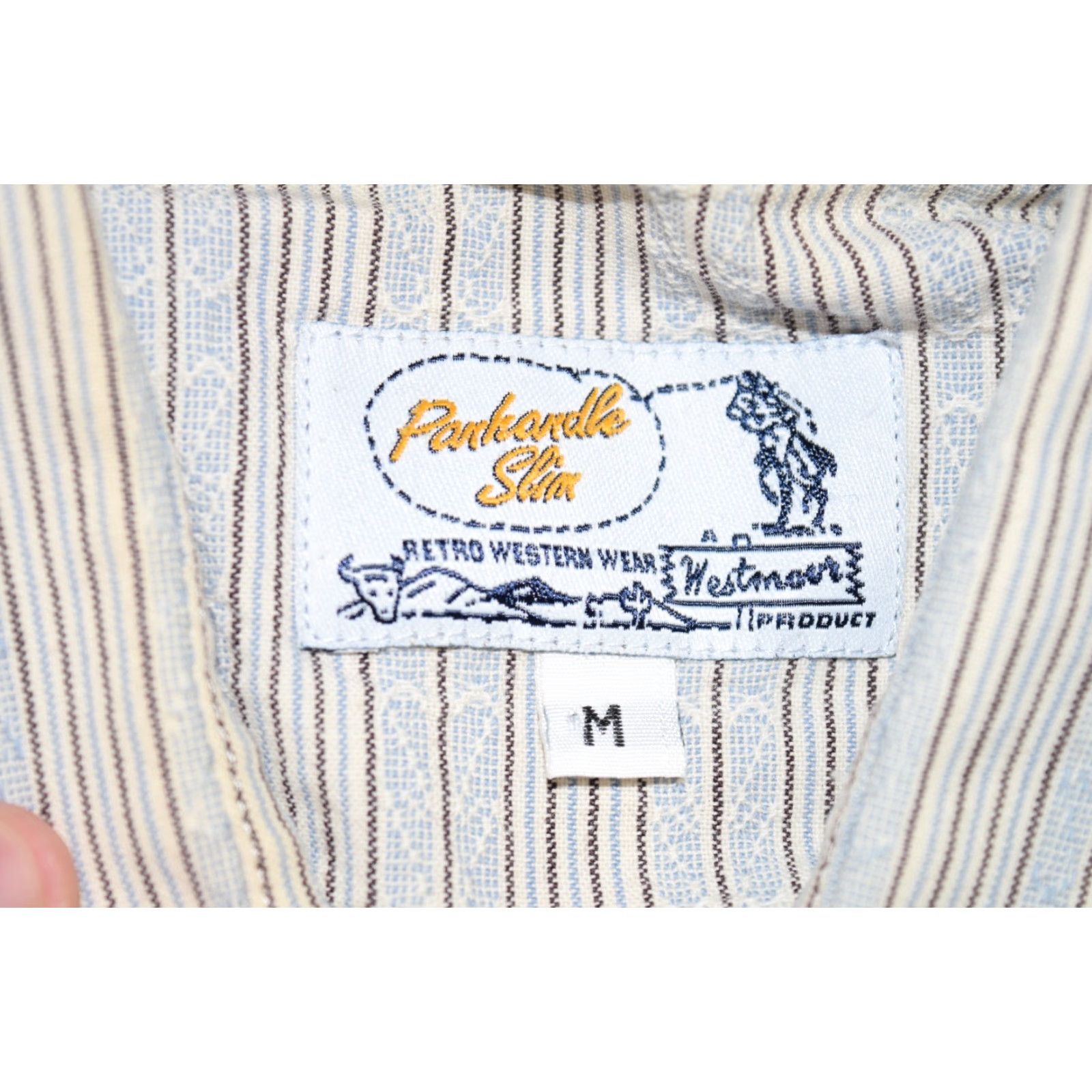 Vintage VINTAGE Panhandle Slim Western Shirt Blue White Striped Long Sleeve Snap Medium M 90s Mens Size US M / EU 48-50 / 2 - 5 Thumbnail