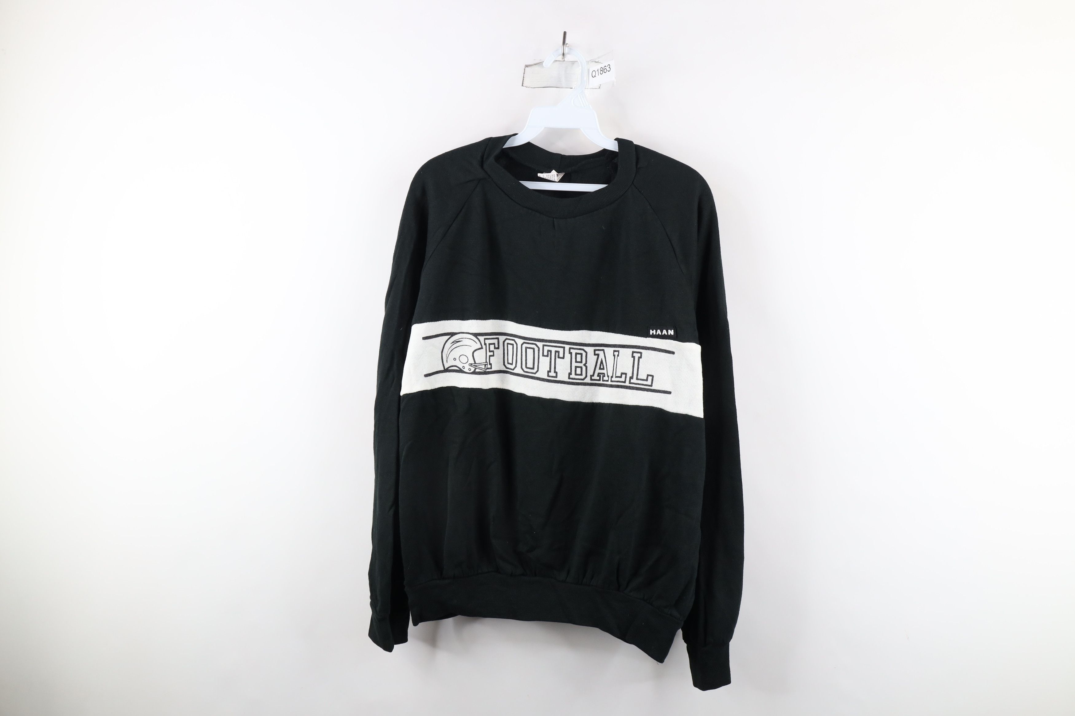 Vintage Vintage 80s 90s Streetwear Out Football Sweatshirt Black USA Size XXL / US 16-18 / IT 52-54 - 1 Thumbnail