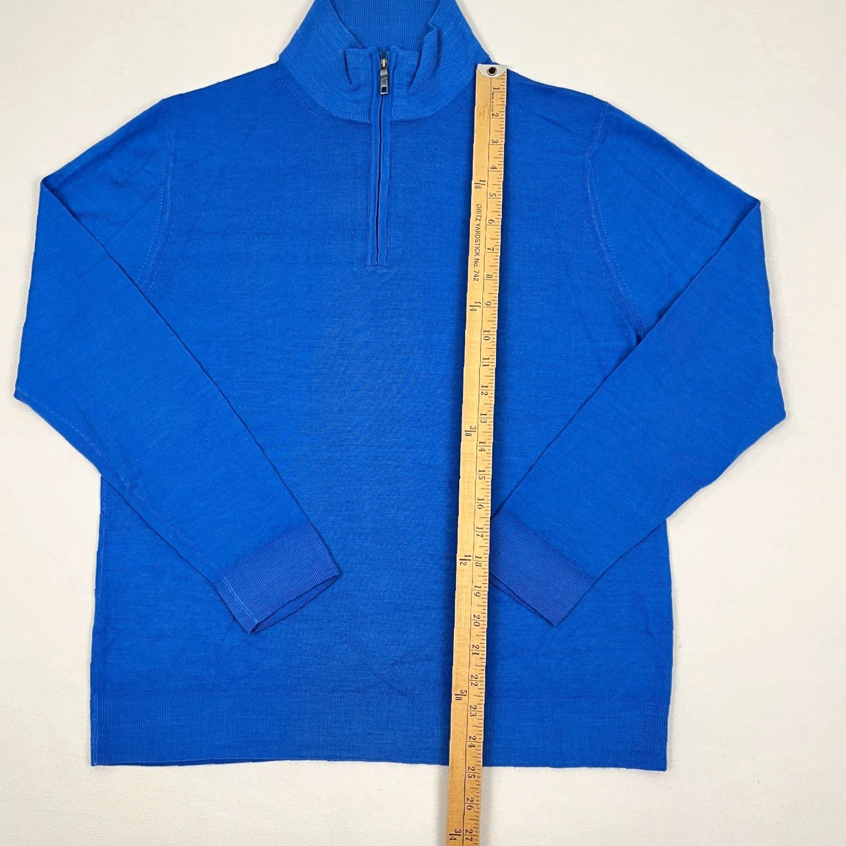 Vintage Dune Sweater Men Medium Size 50 Blue Merino Wool 1/4 Quarter Zip Pullover Italy Size US M / EU 48-50 / 2 - 4 Thumbnail