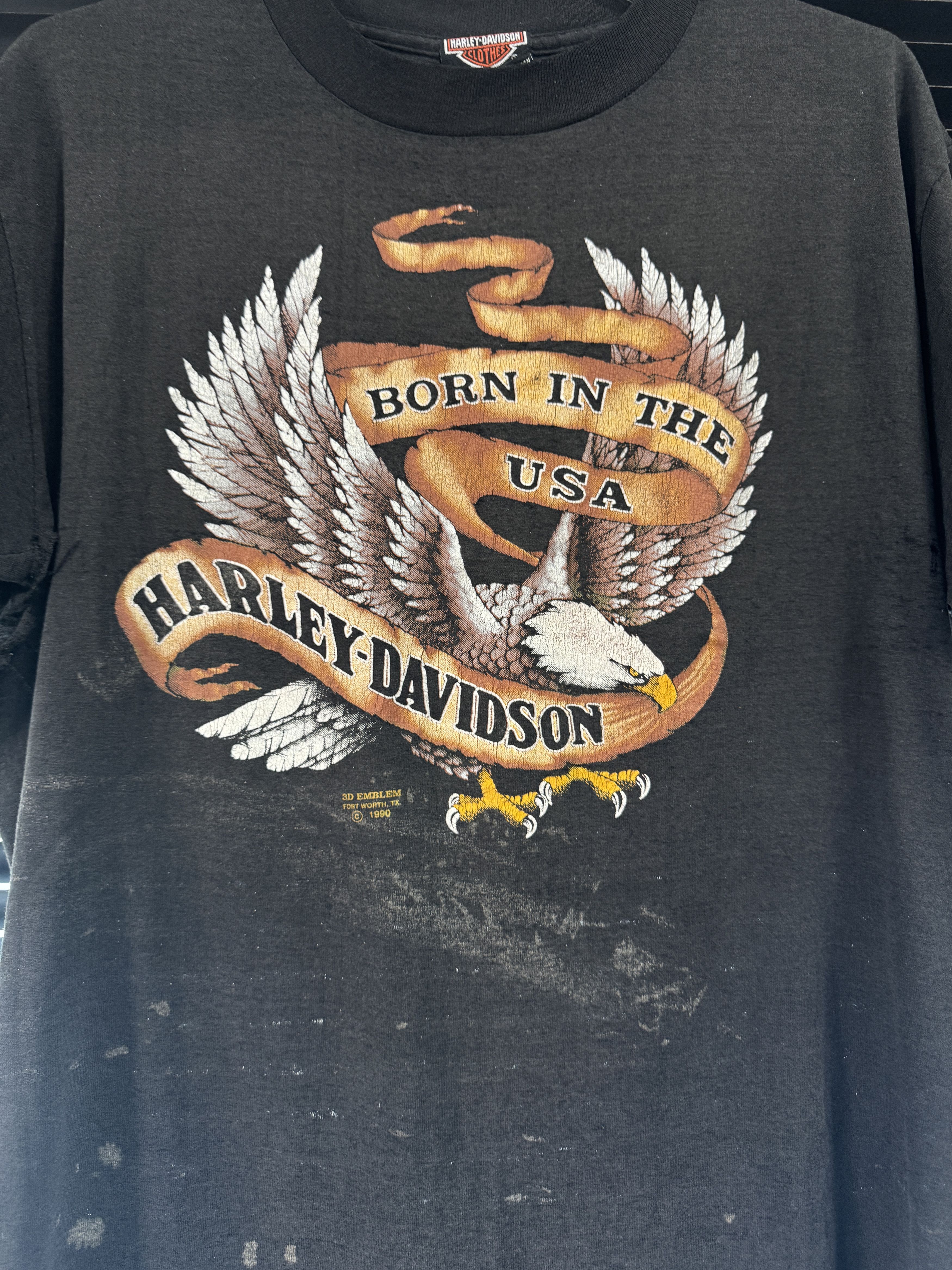 Vintage Vintage 1990 90s 3D Emblem Harley Davidson Thrashed Shirt Size US L / EU 52-54 / 3 - 3 Thumbnail