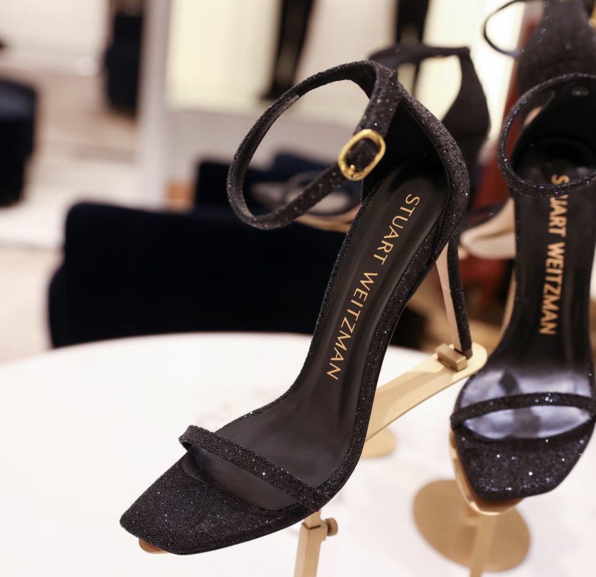 Stuart Weitzman Stuart Weitzman Black Sparkle Heels Size US 5.5 / IT 35.5 - 1 Thumbnail