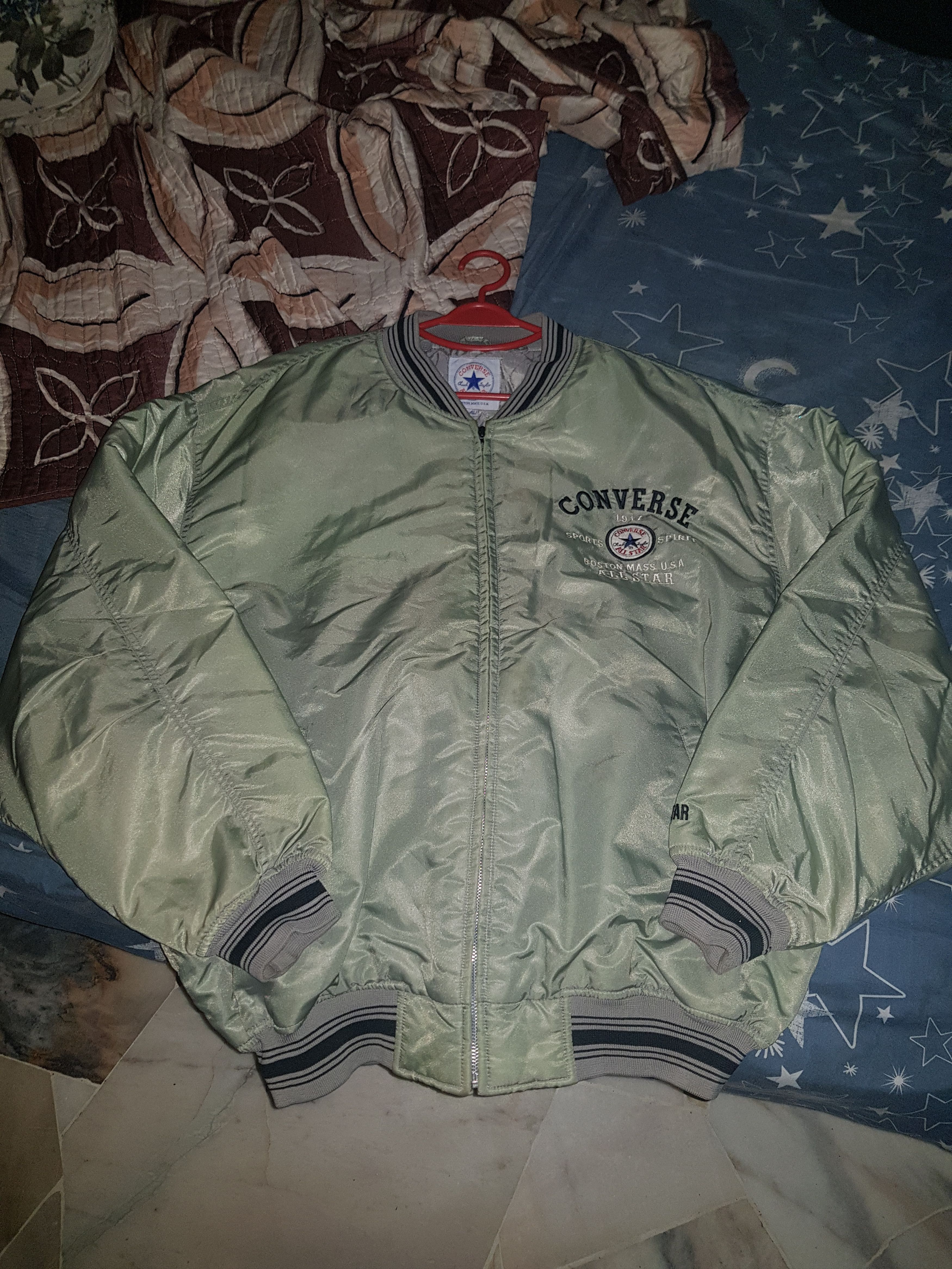 Image of Vintage Converse Bomber Jacket in Light/Forest Green, Men's (Size 2XL)