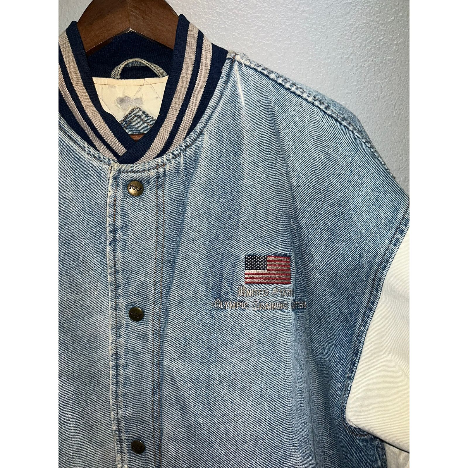 Vintage Vintage United States Olymic Denim Jacket Worn Distressed M Size US M / EU 48-50 / 2 - 2 Thumbnail
