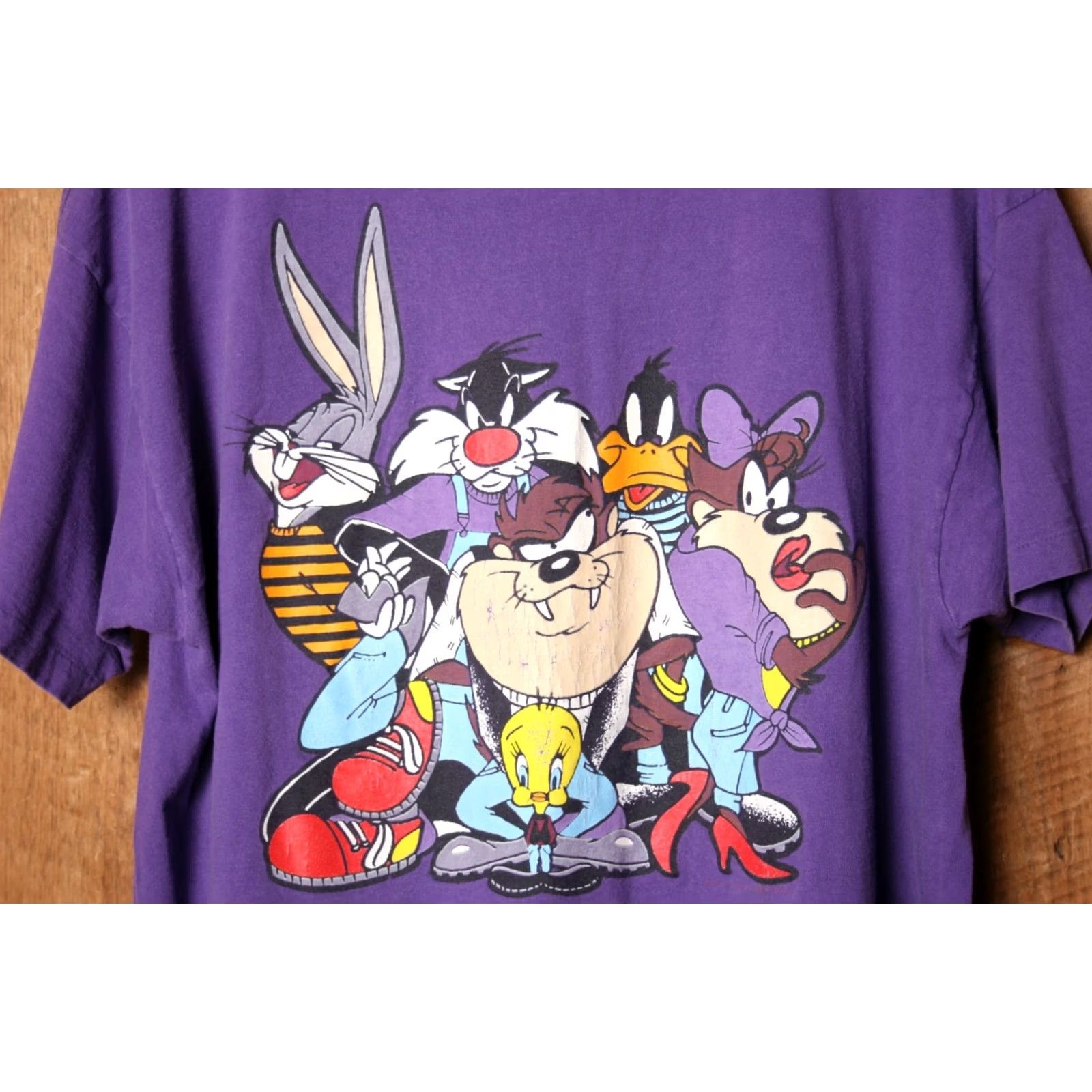 Vintage Vintage Garment Graphics Embroidered Looney Tunes T-Shirt XL Purple Crew Neck Short Sleeve Mens 1980s 90s Decade Lounge Graphic Tee Size US XL / EU 56 / 4 - 6 Thumbnail