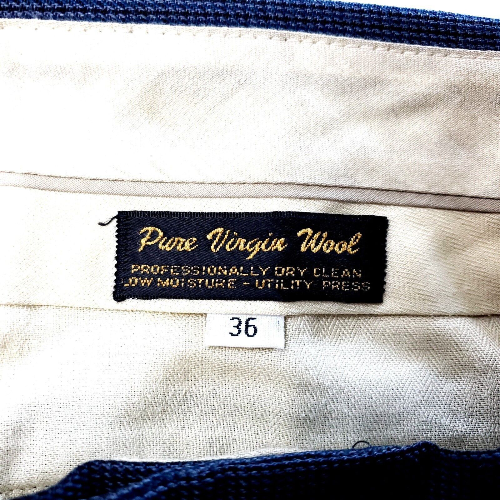Hart Schaffner Marx Hart Schaffner Marx Virgin Wool Dress Pants 34/27 Blue Black Size 34S - 4 Thumbnail