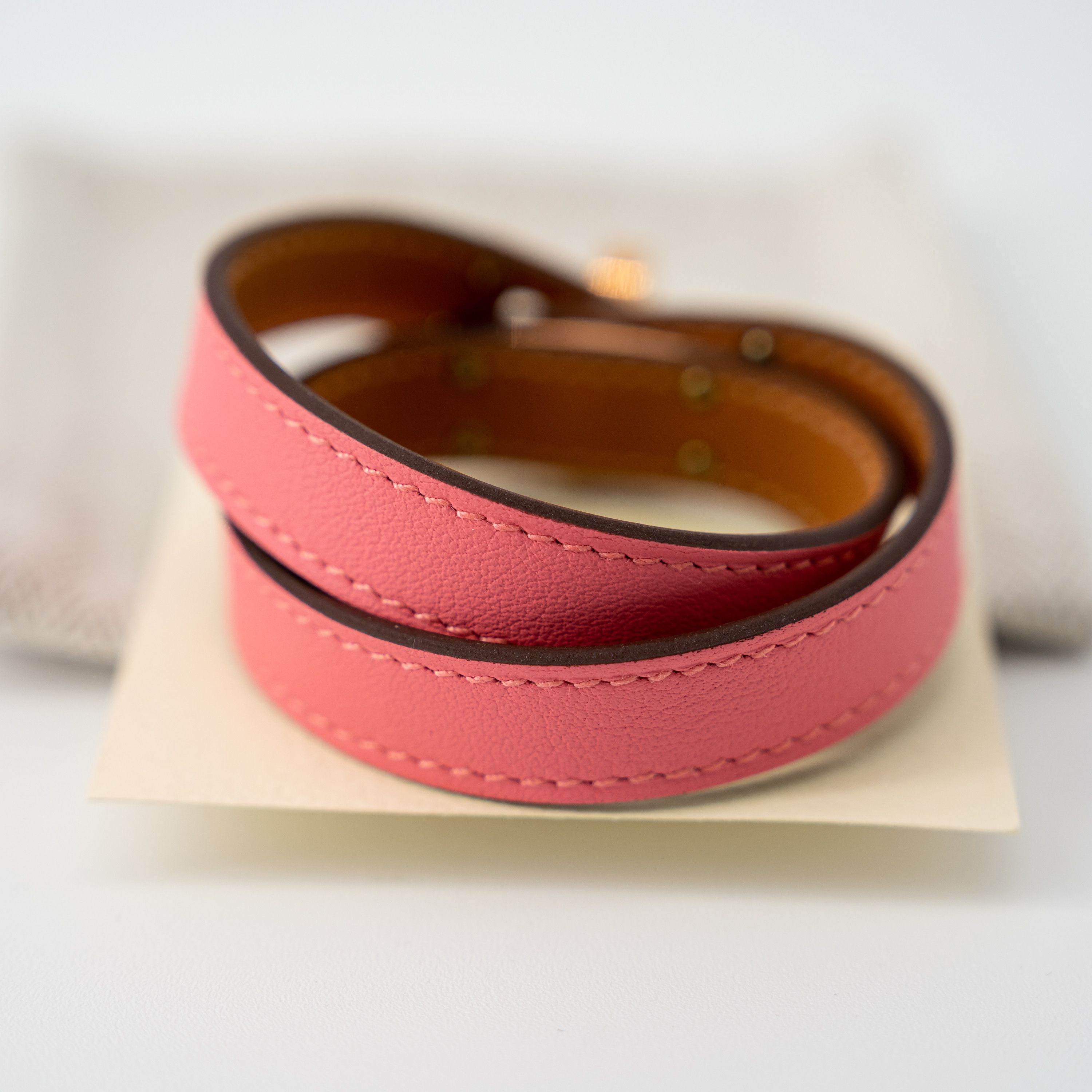 Hermes Hermes Kelly Double Tour H Leather Wrap Bracelet T2 Pink Size ONE SIZE - 4 Thumbnail