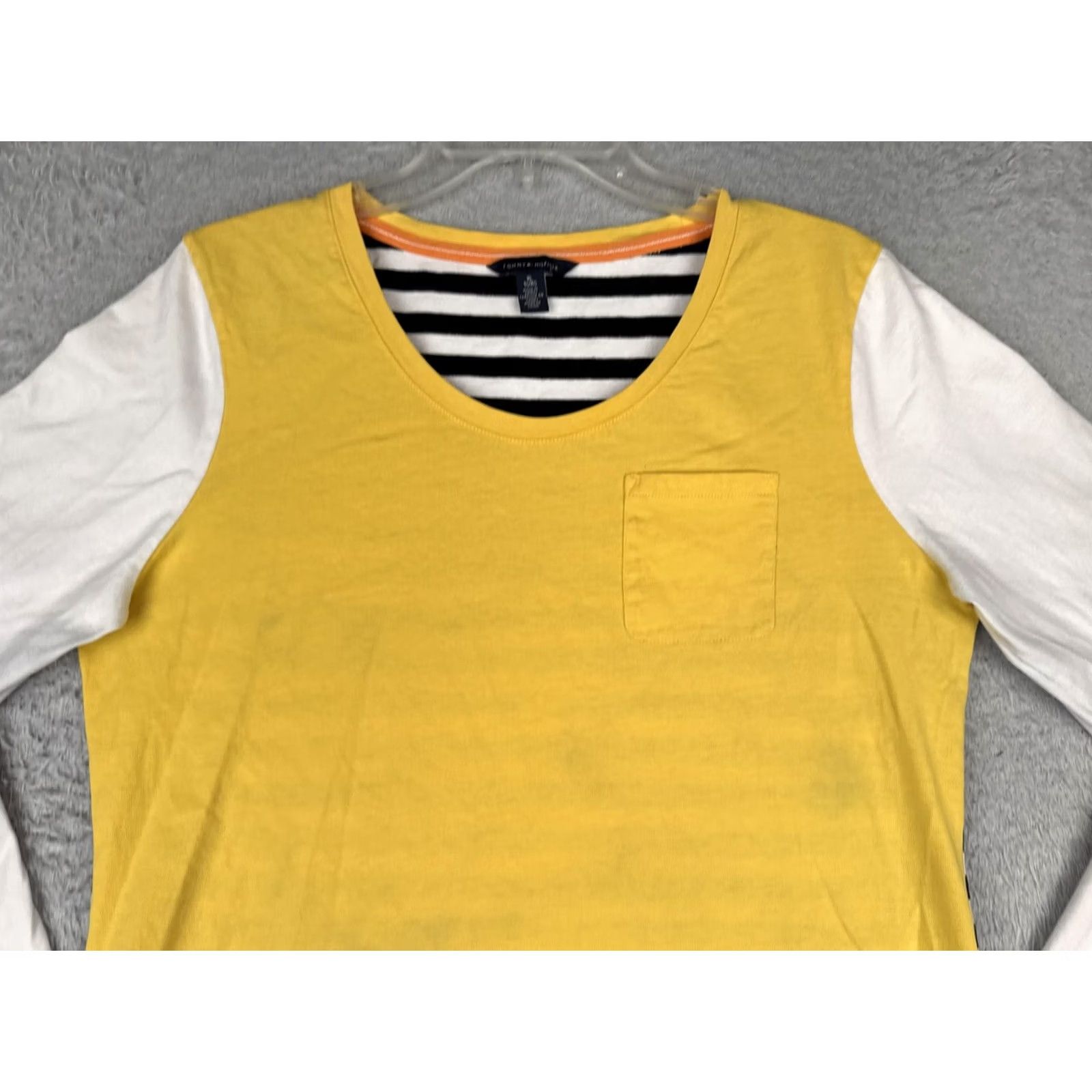 Tommy Hilfiger Tommy Hilfiger Shirt Womens XL Yellow Crew Neck Long Sleeve Pocket Striped Tee Size XL / US 12-14 / IT 48-50 - 4 Thumbnail