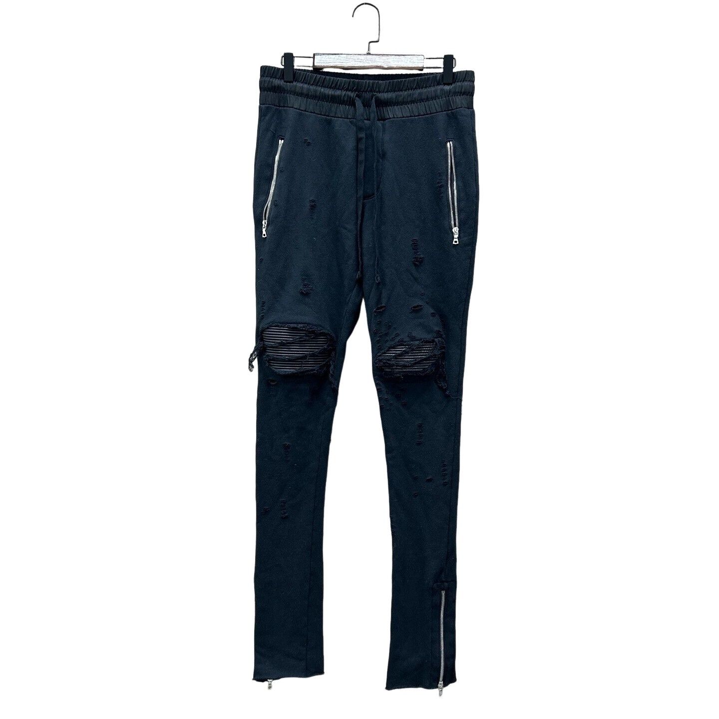 Amiri Amiri Black Distressed Zipper Sweatpants Size S Size US 30 / EU 46 - 1 Thumbnail