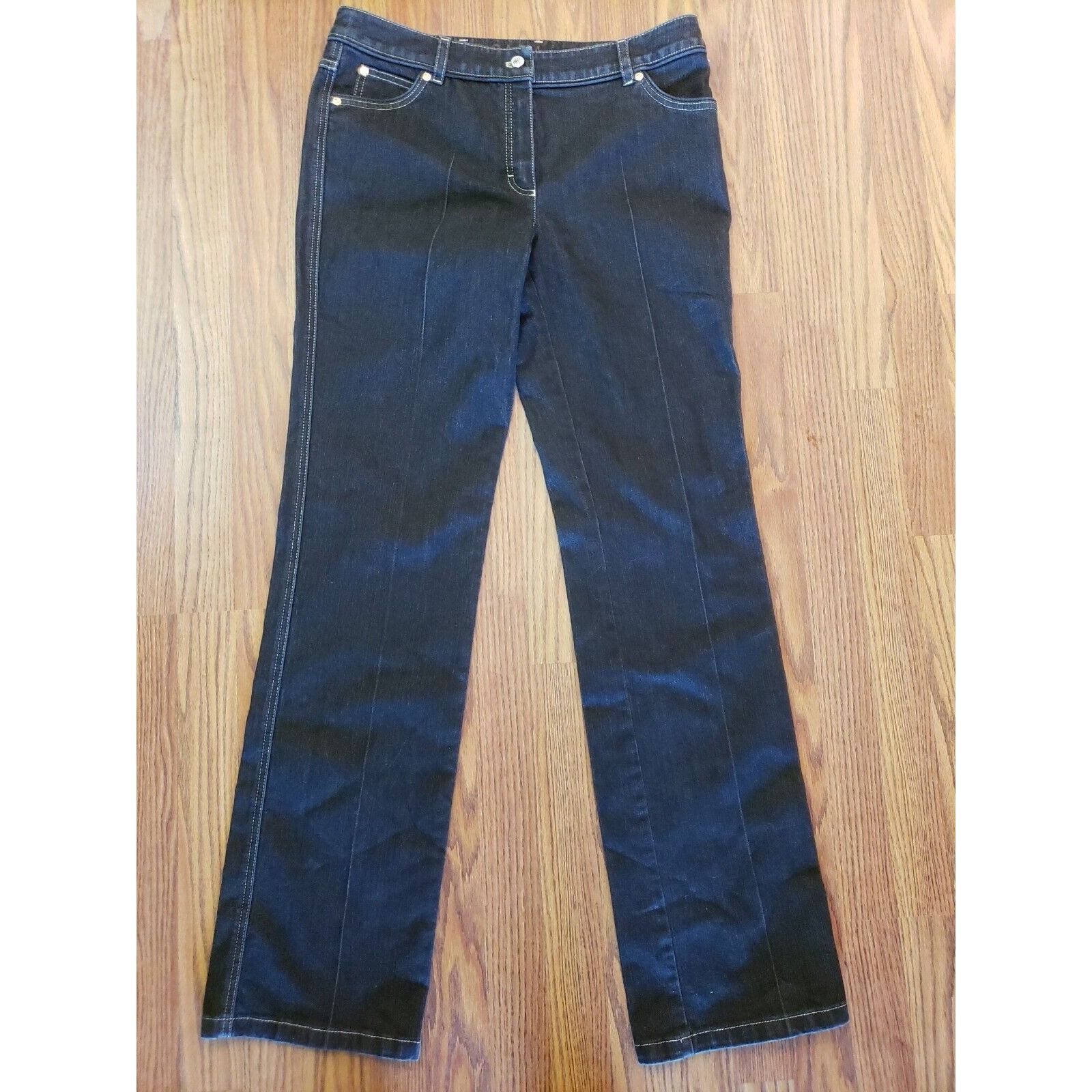 Escada Escada Jeans Womens 10 Italy 40 Black Gold Stitch Straight L Size 27" / US 4 / IT 40 - 5 Thumbnail