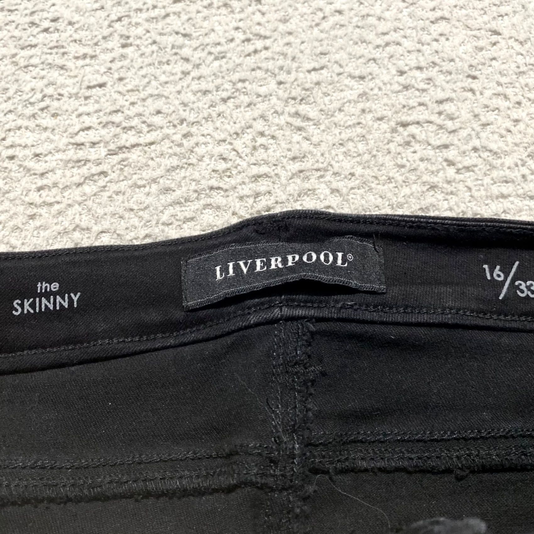 Vintage Liverpool Jeans Womens Jeans Black Dark Wash Skinny 16 Regular Mid Rise Pockets Stretch City 80s/90s Mens Womens Girls Size 38" / US 16 / IT 52 - 3 Thumbnail