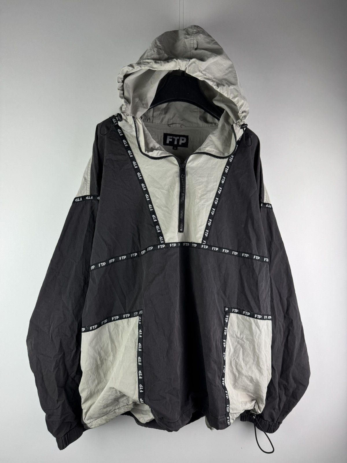 FTP Taped Piping Logo Anorak Jacket SS19 Black Uomo