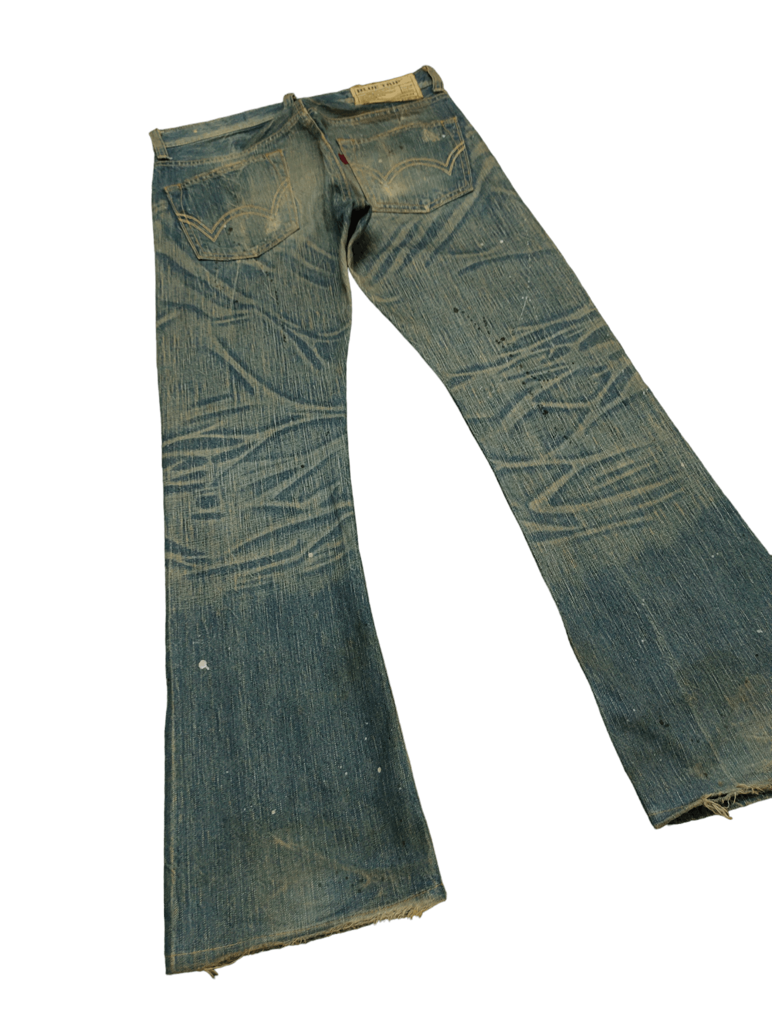 Le Grande Bleu (L.G.B.) Flare Jeans Edwin Blue Trip Clawmark Distress Faded Bootcut Size US 32 / EU 48 - 12 Thumbnail