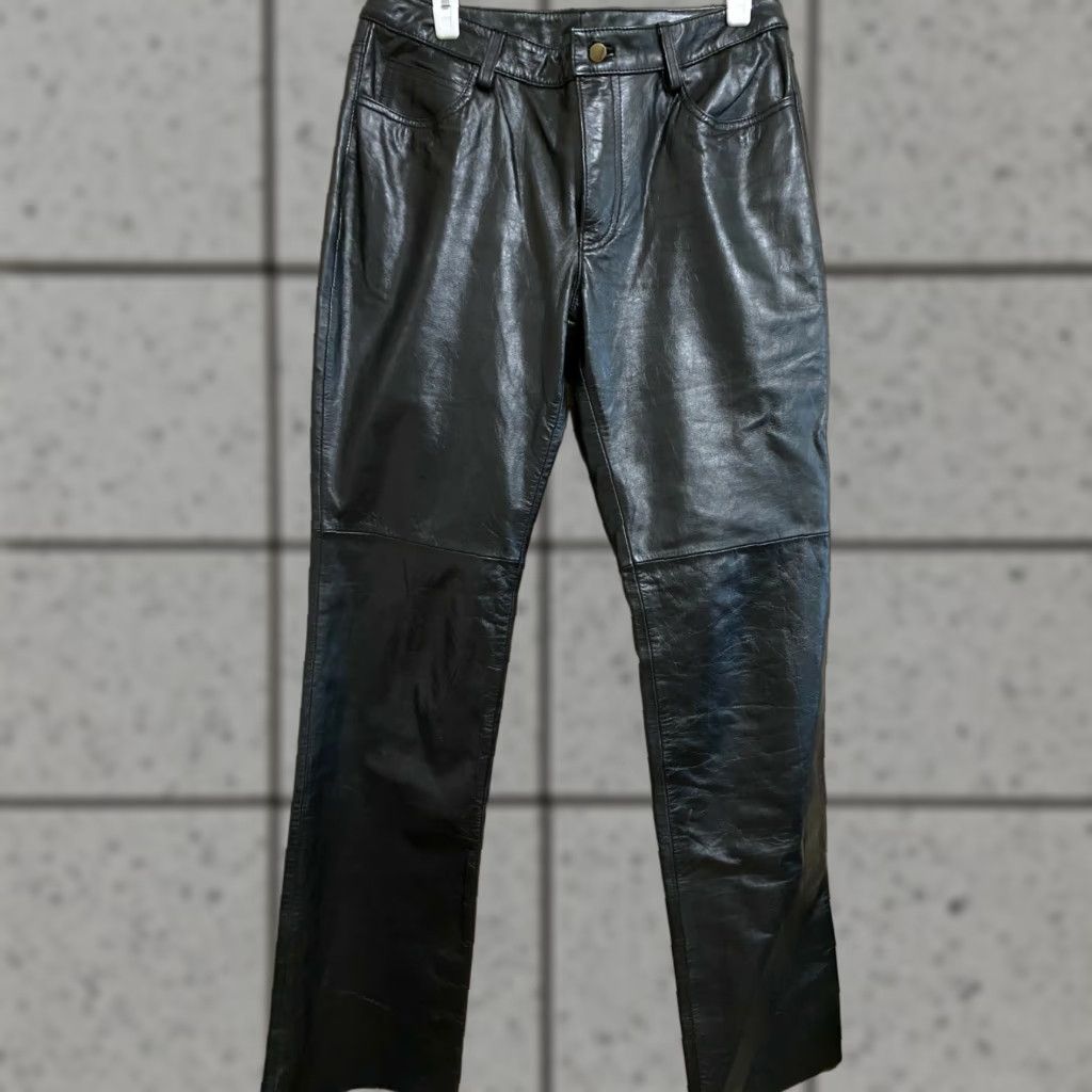 Vintage VINTAGE Sante Fe Leather pants Black womens size 10 biker Harley jeans Size 32" / US 10 / IT 46 - 1 Thumbnail