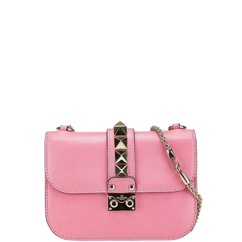 Valentino Valentino Rockstuds Leather Shoulder Bag Leather Shoulder Bag Duty Free For Usa in Pink, Women's