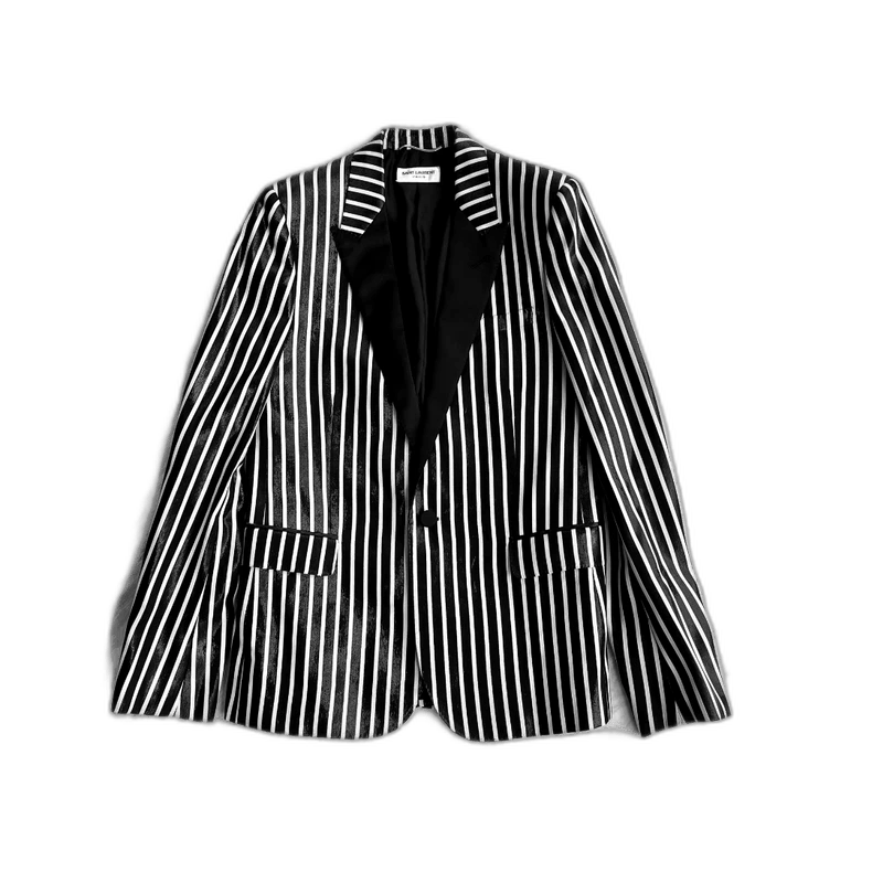 Saint Laurent Paris saint laurent black and white striped blazer Size US L / EU 52-54 / 3 - 1 Thumbnail