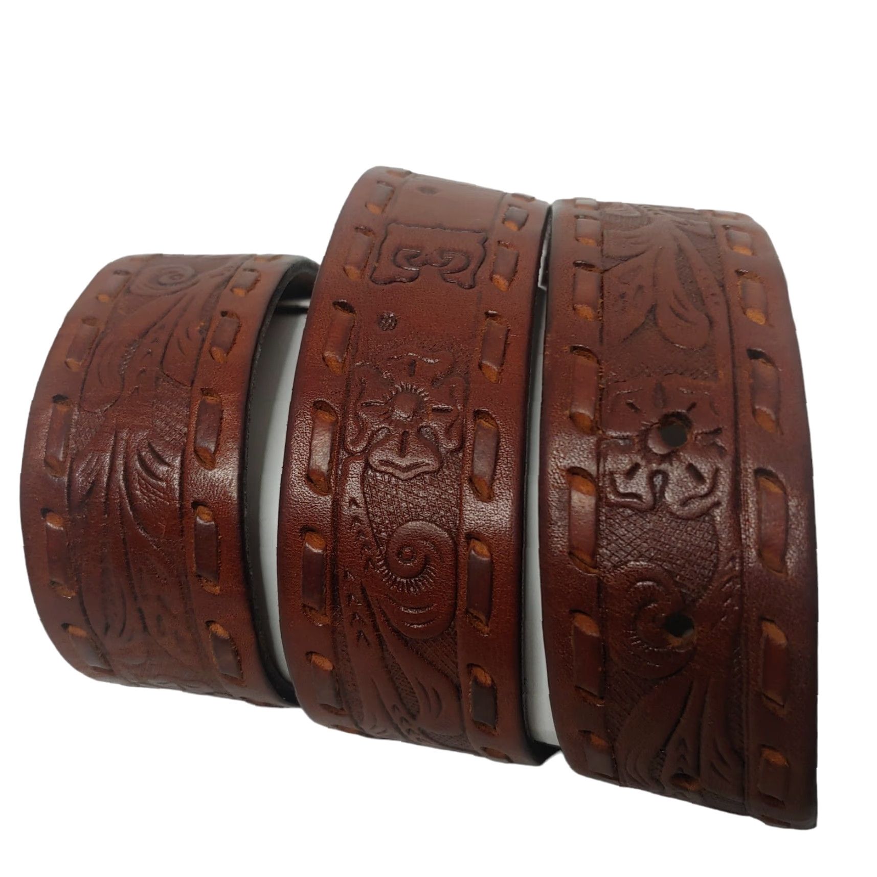 American Eagle Outfitters VINTAGE American Eagle Leather Belt Unisex Adjustable Floral Boho Up to 35 inches Brown Size ONE SIZE - 4 Thumbnail