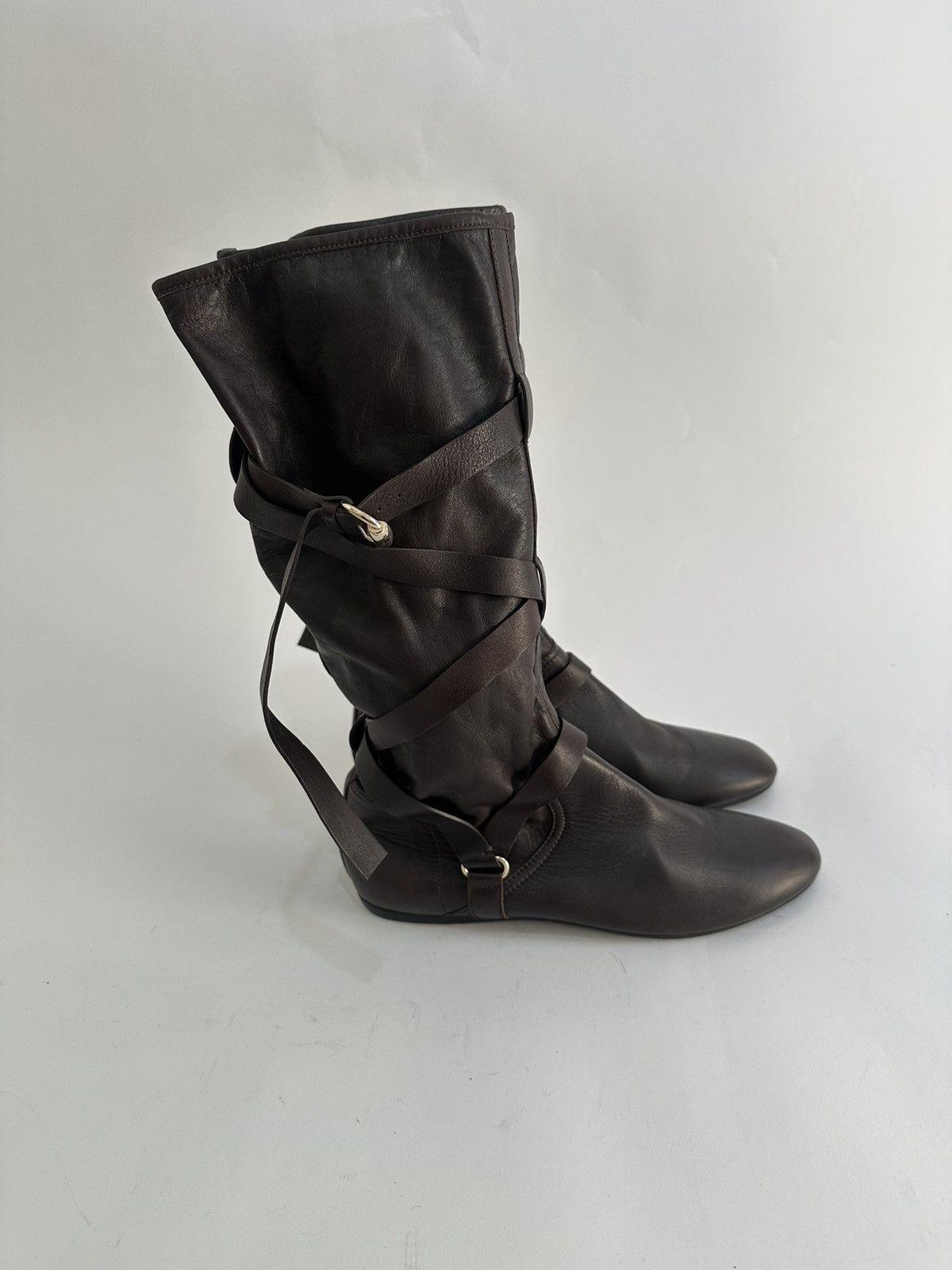 Gucci Gucci Dark Brown Leather Buckle Knee Boots Size 39. Size US 9 / IT 39 - 5 Thumbnail