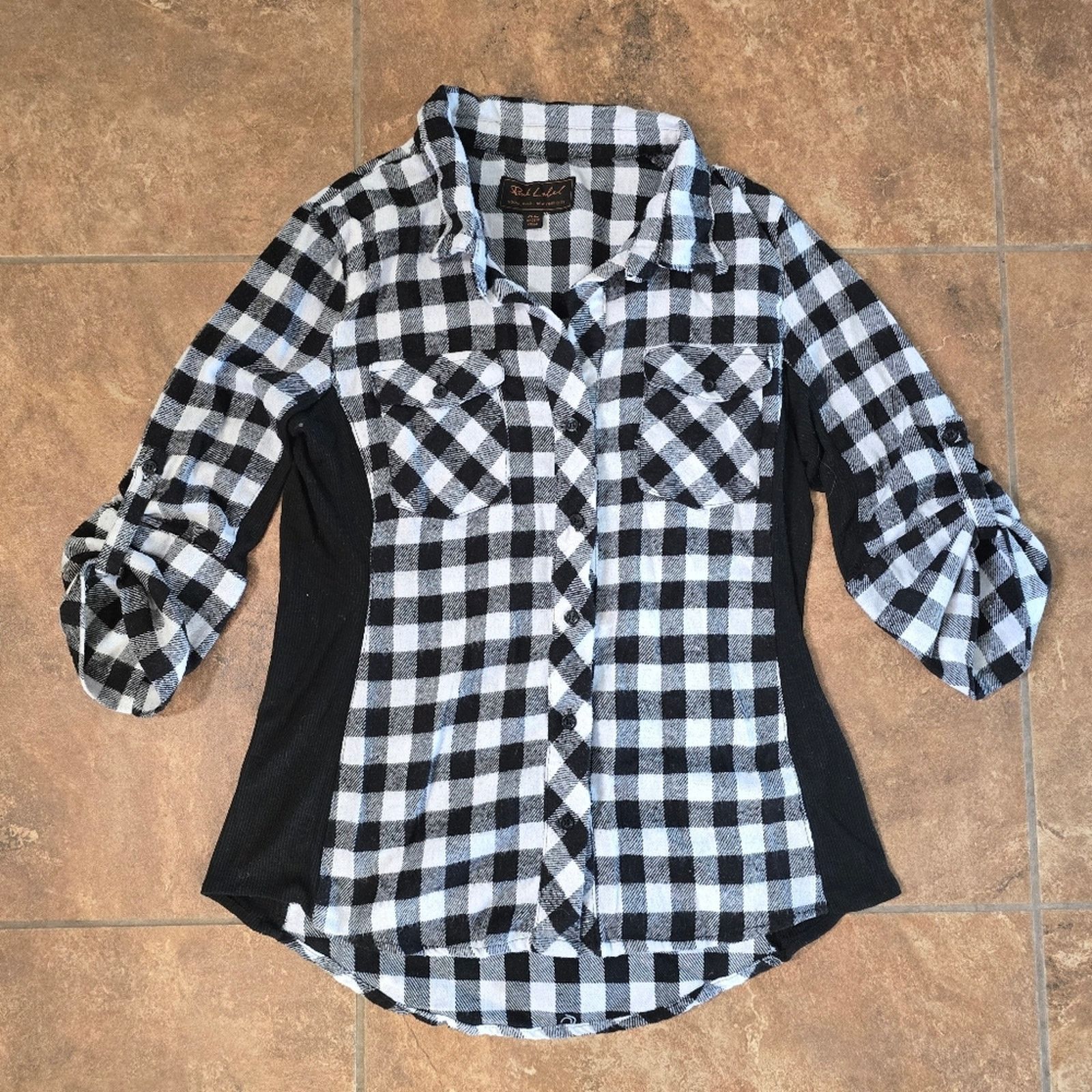 Other Black Plaid | PINK LABEL | Button Down Flannel Size XL / US 12-14 / IT 48-50 - 1 Thumbnail