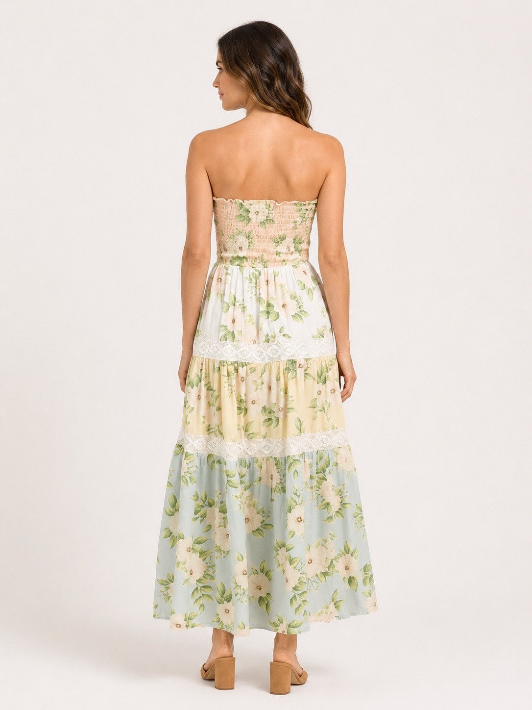 Other KIWI & PUNCH Floral Strapless Maxi Dress With Lace Size L / US 10 / IT 46 - 2 Thumbnail
