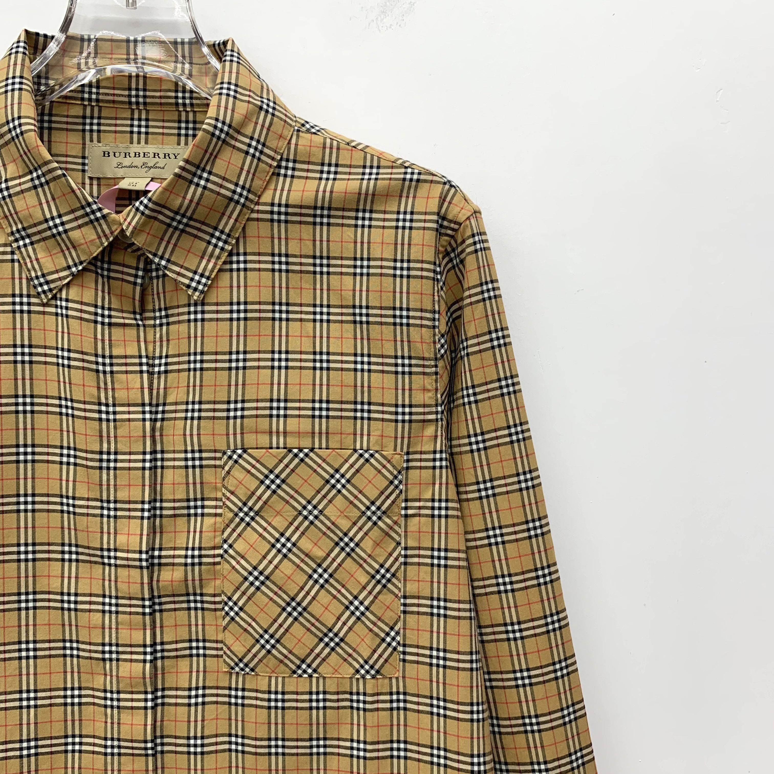 Burberry Burberry Brown Check Cotton Shirt (Size 42) Size US XS / EU 42 / 0 - 5 Thumbnail