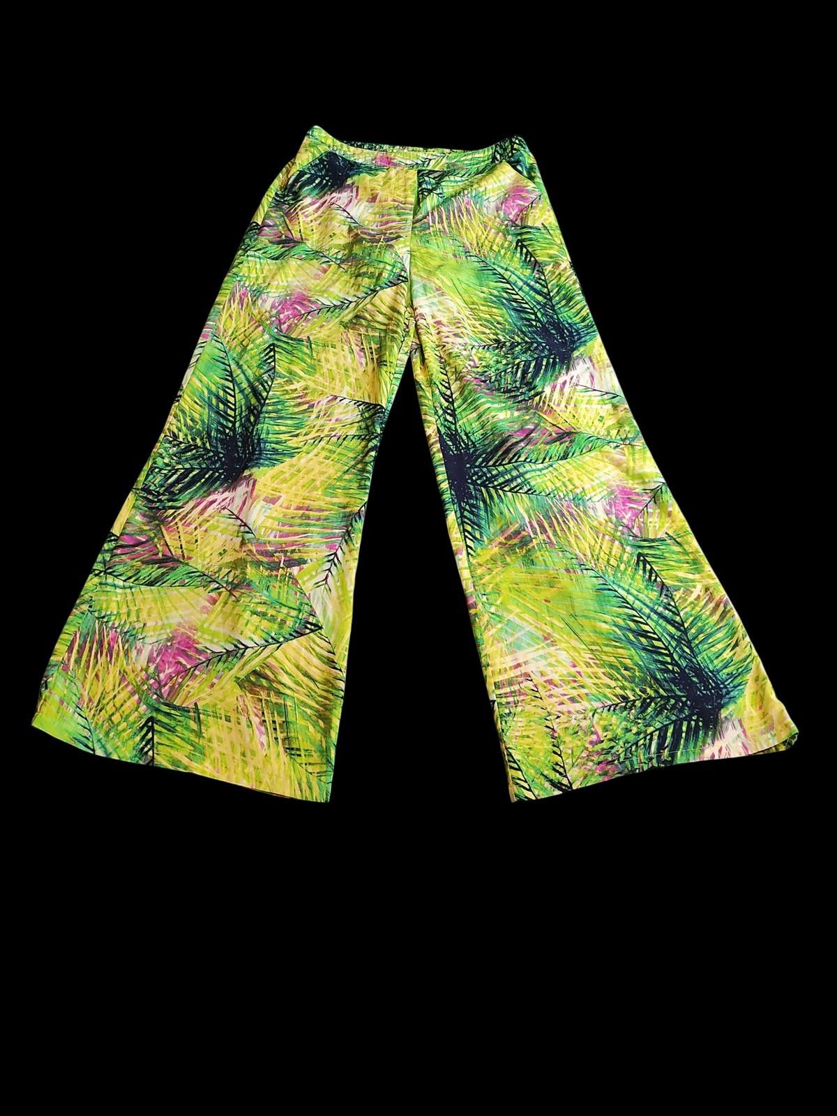 XOXO XOXO Women's Wide Leg Tropical Print Pants Size 36" / US 14 / IT 50 - 3 Thumbnail