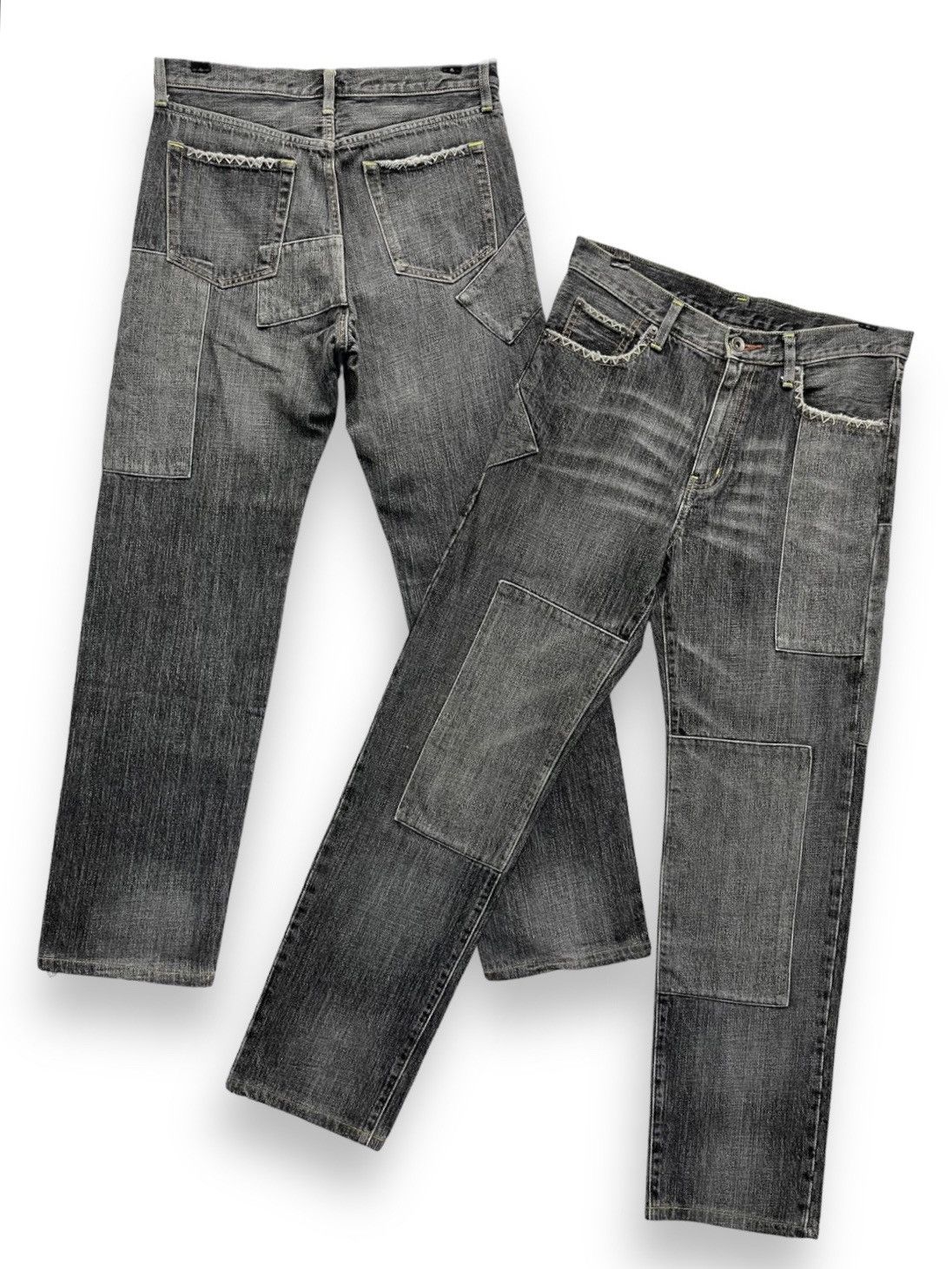 image of Jun Takahashi x Vintage Steals! VTG Punk Black Patchwork Denim Undercover Style in Khaki Black (Siz