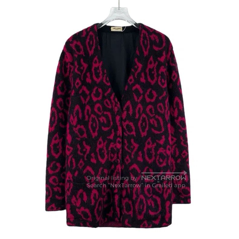 Saint Laurent Paris Saint Laurent Paris Color-Blocked Leopard Print Wool V-Nec Size US XS / EU 42 / 0 - 1 Thumbnail