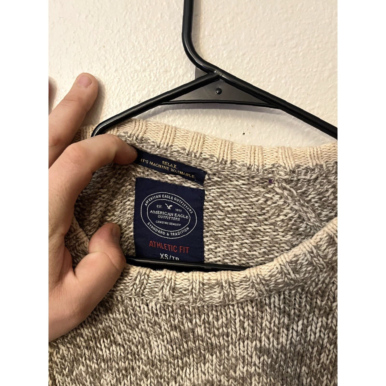 American Eagle Outfitters American Eagle Outfitters Sweater Men's XS Brown and White Athletic Fit Pullover Mens Size US XS / EU 42 / 0 - 2 Thumbnail