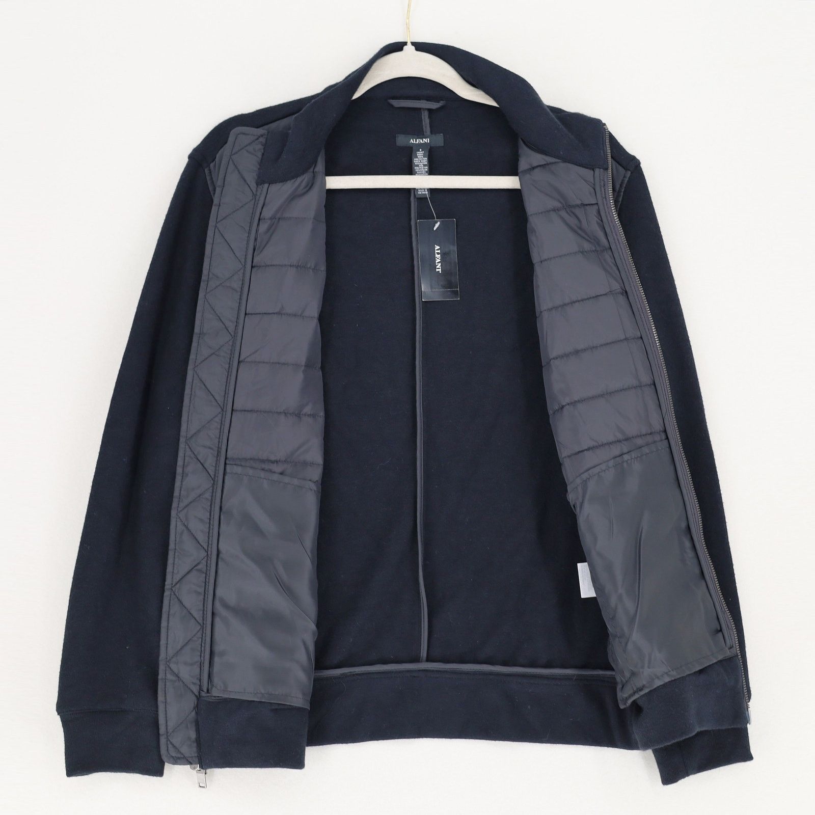 Alfani Alfani Men's Black Mixed-Media Full-Zip Bomber Jacket Size S Size US S / EU 44-46 / 1 - 3 Thumbnail