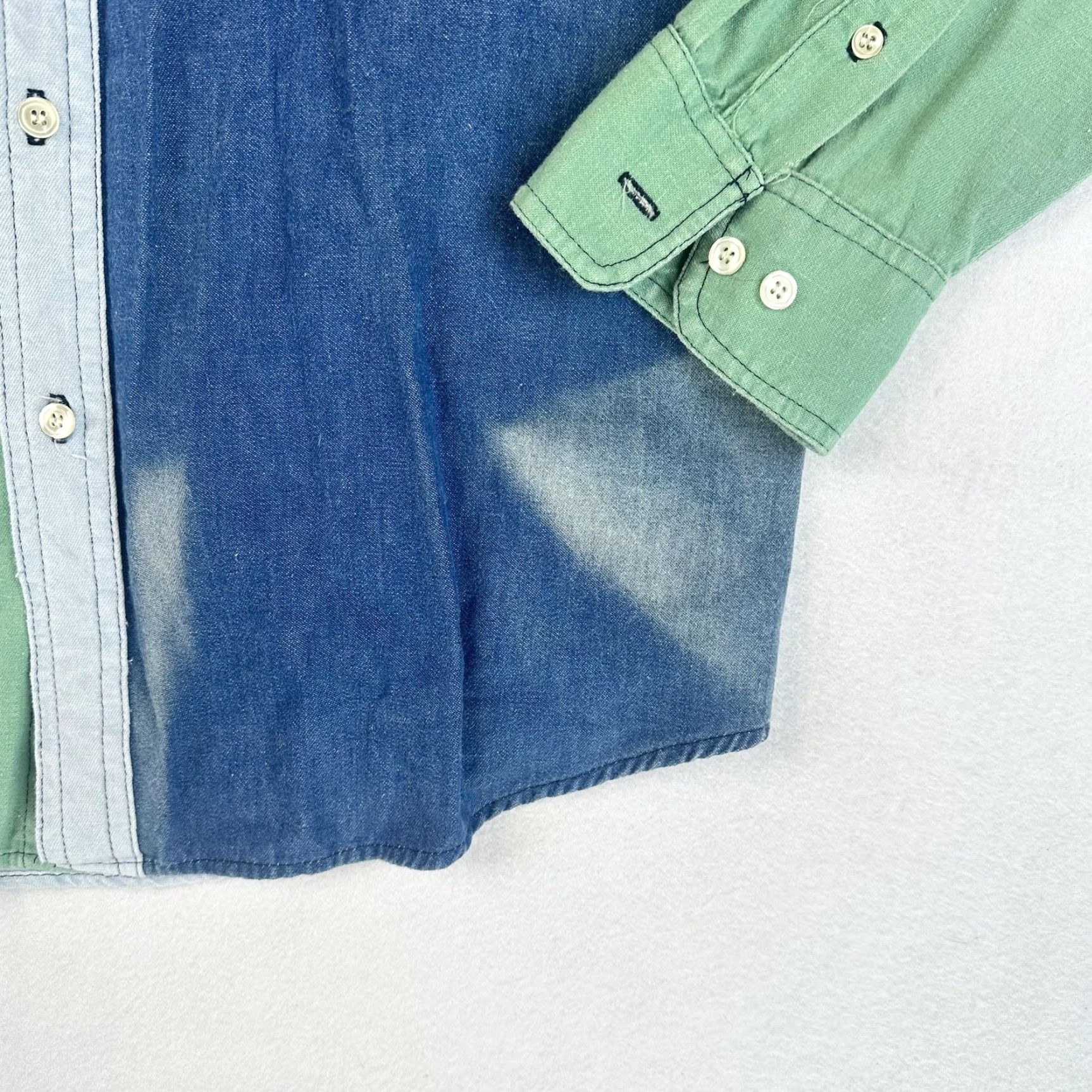 Denime Context Button-Down Shirt Mens Medium Denim Colorblock Made USA Pocket Size US M / EU 48-50 / 2 - 4 Thumbnail