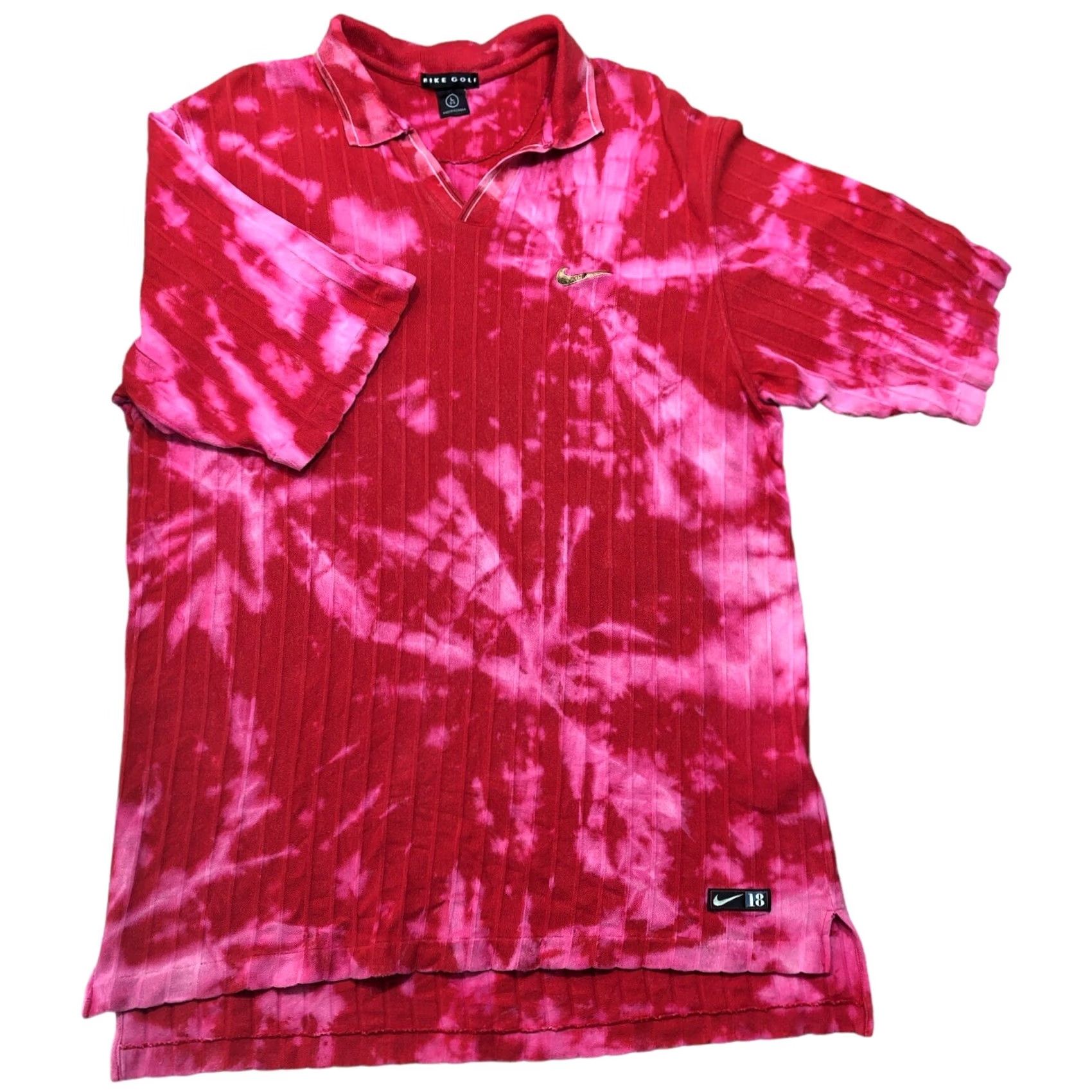 Nike VINTAGE Nike Polo Shirt L Acid Wash Tie Dye Red 1 Of 1 Custom Golfing Mens Size US L / EU 52-54 / 3 - 2 Thumbnail