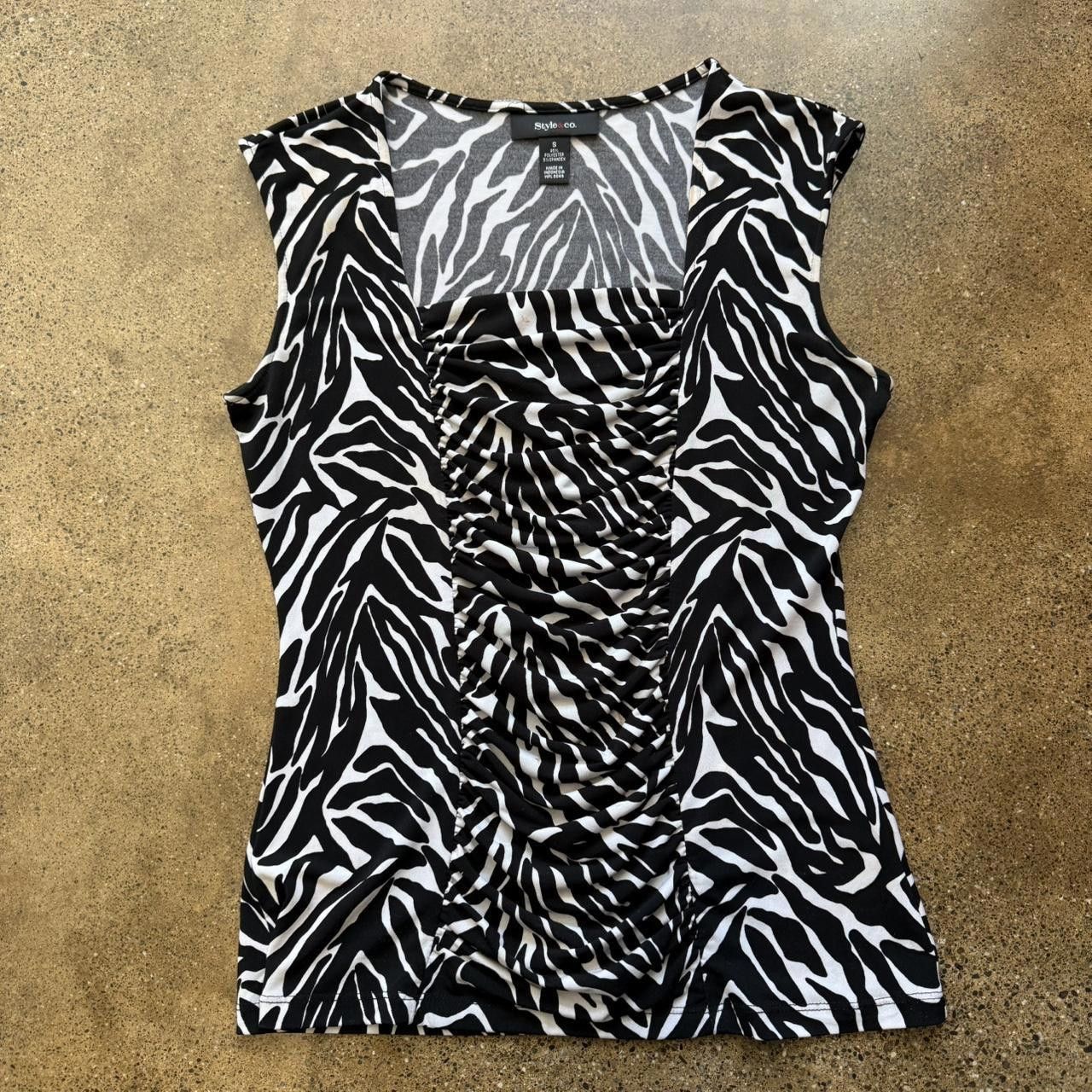 Style & Co Zebra Print Rouched Top Size S / US 4 / IT 40 - 2 Thumbnail