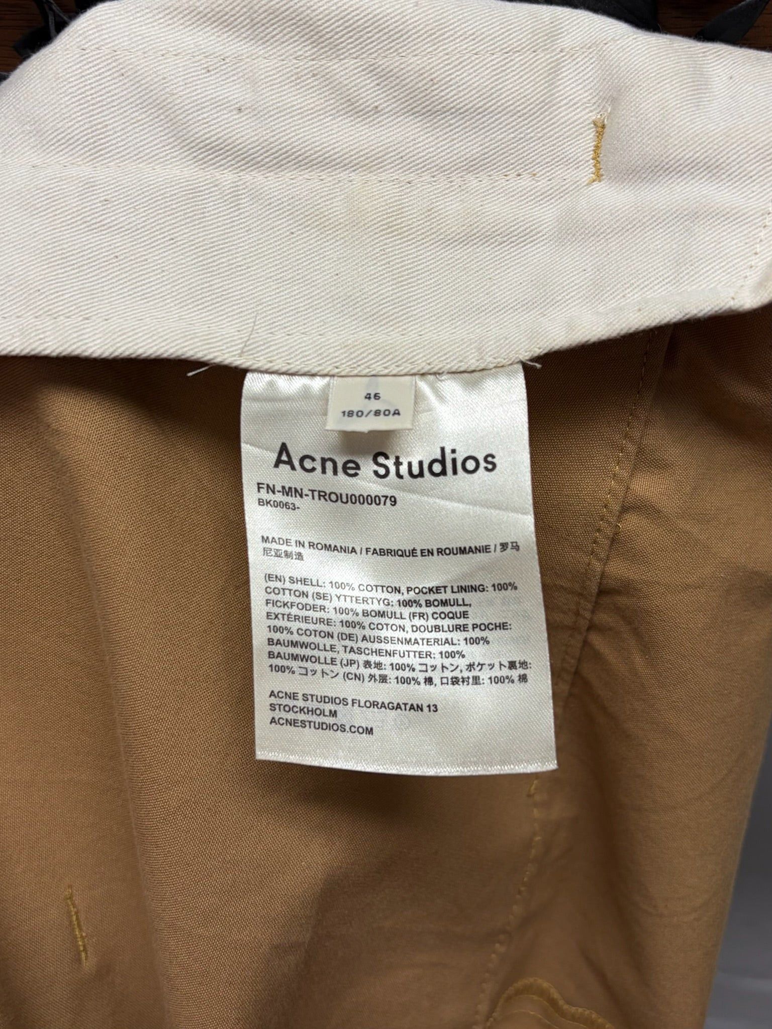 Acne Studios Acne Studios Cotton/Twill Wide Leg Belted Brown Pants Size US 30 / EU 46 - 4 Thumbnail