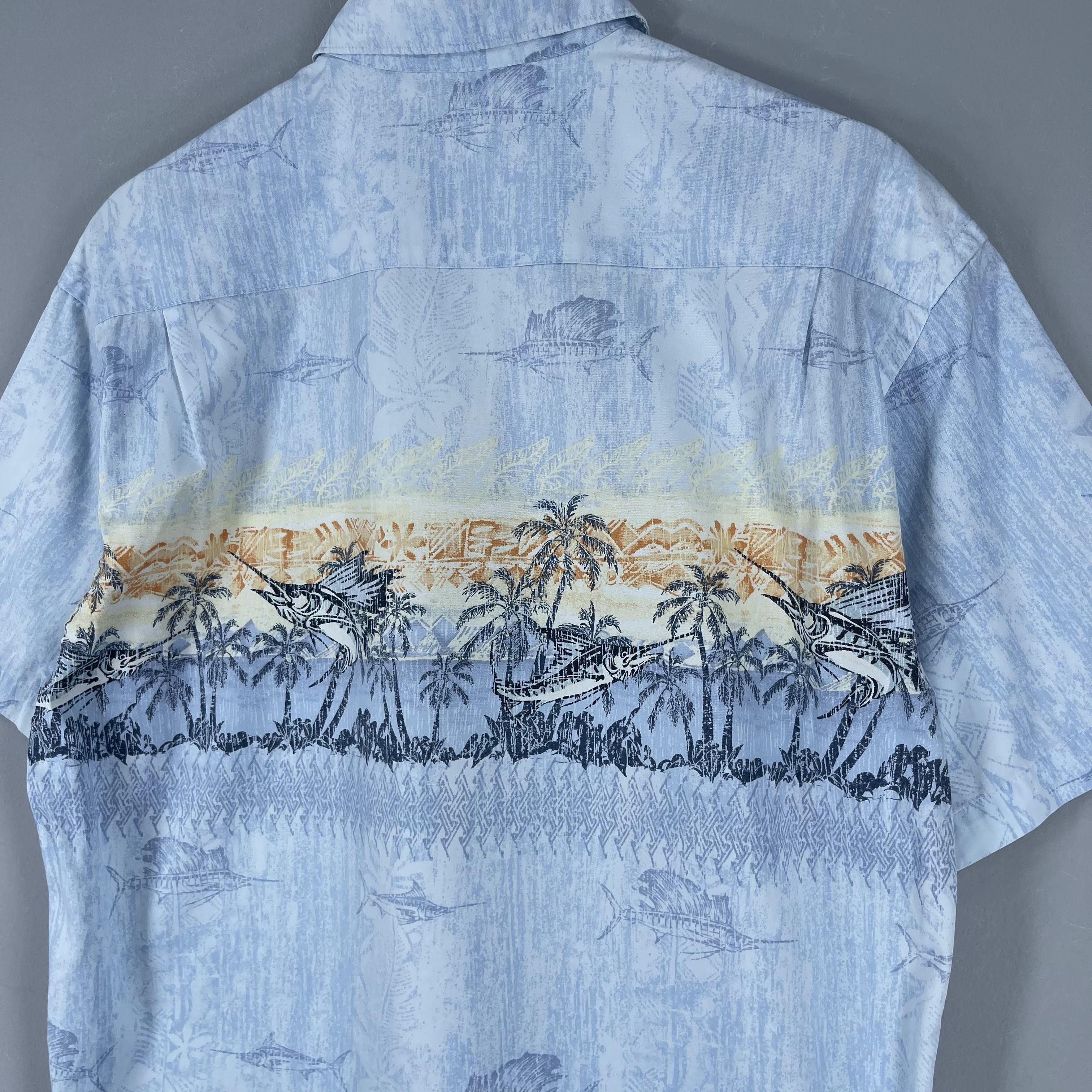 Vintage Vintage 90s Sail Fish Motive Printed Hawaiian Shirt Size US M / EU 48-50 / 2 - 7 Thumbnail
